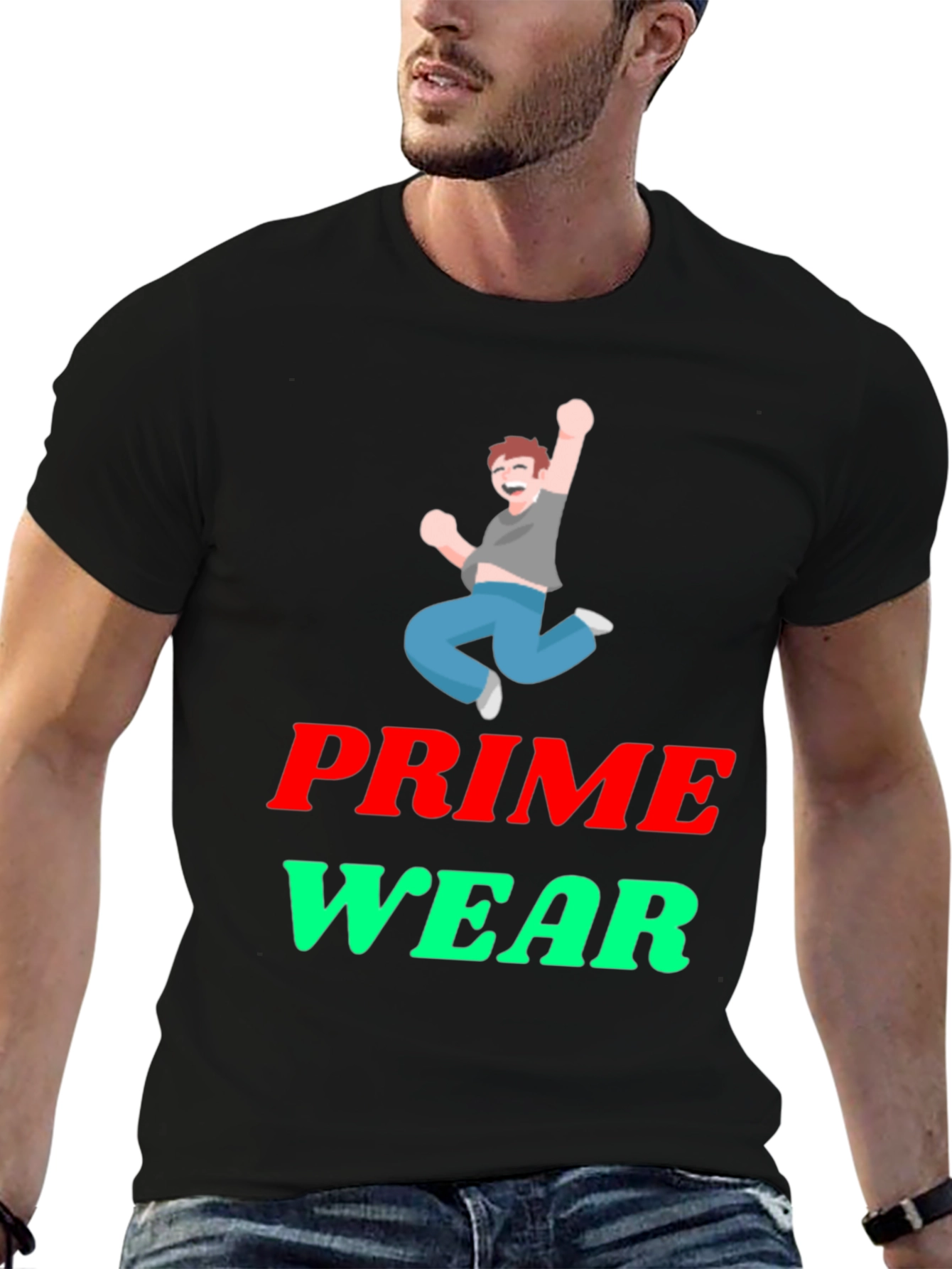 Prime Wear Black Graphic T-Shirt
