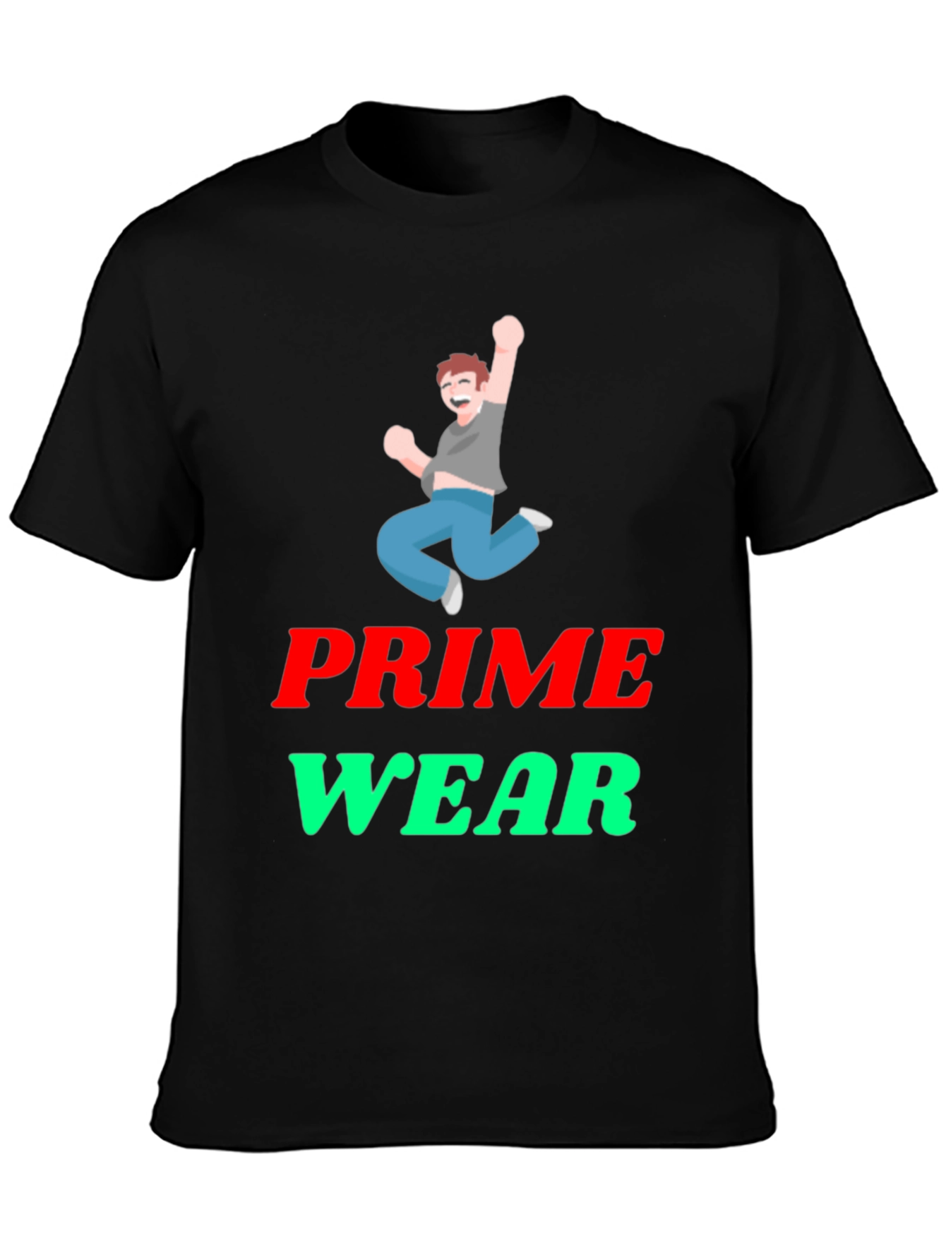 Prime Wear Black Graphic T-Shirt