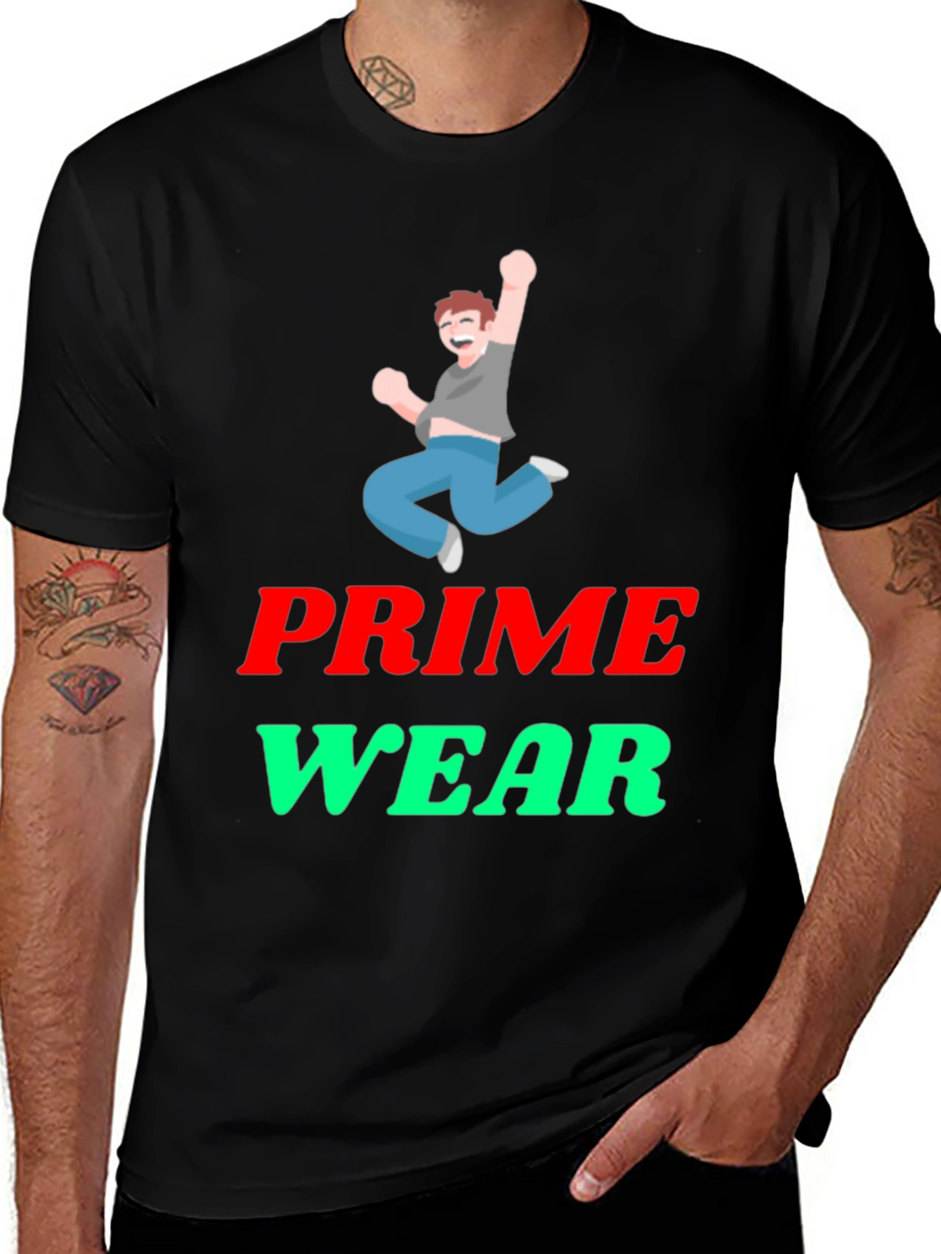 Prime Wear Black Graphic T-Shirt
