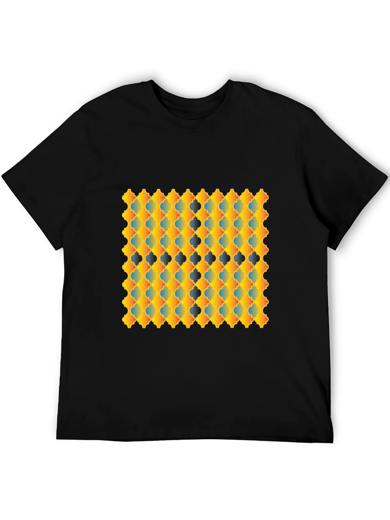 Geometric Patterned Graphic Tee - Modern Style