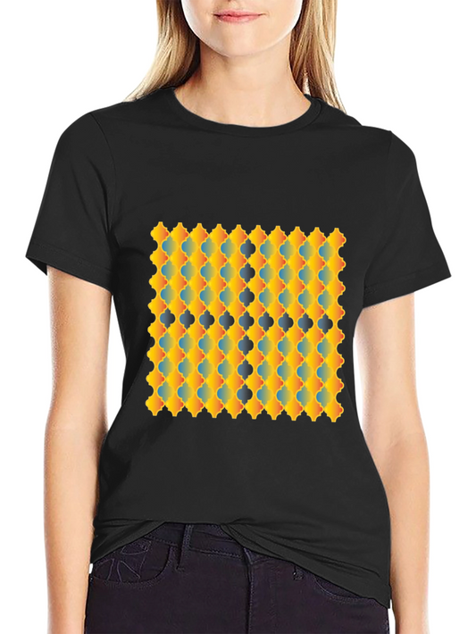 Geometric Patterned Graphic Tee - Modern Style