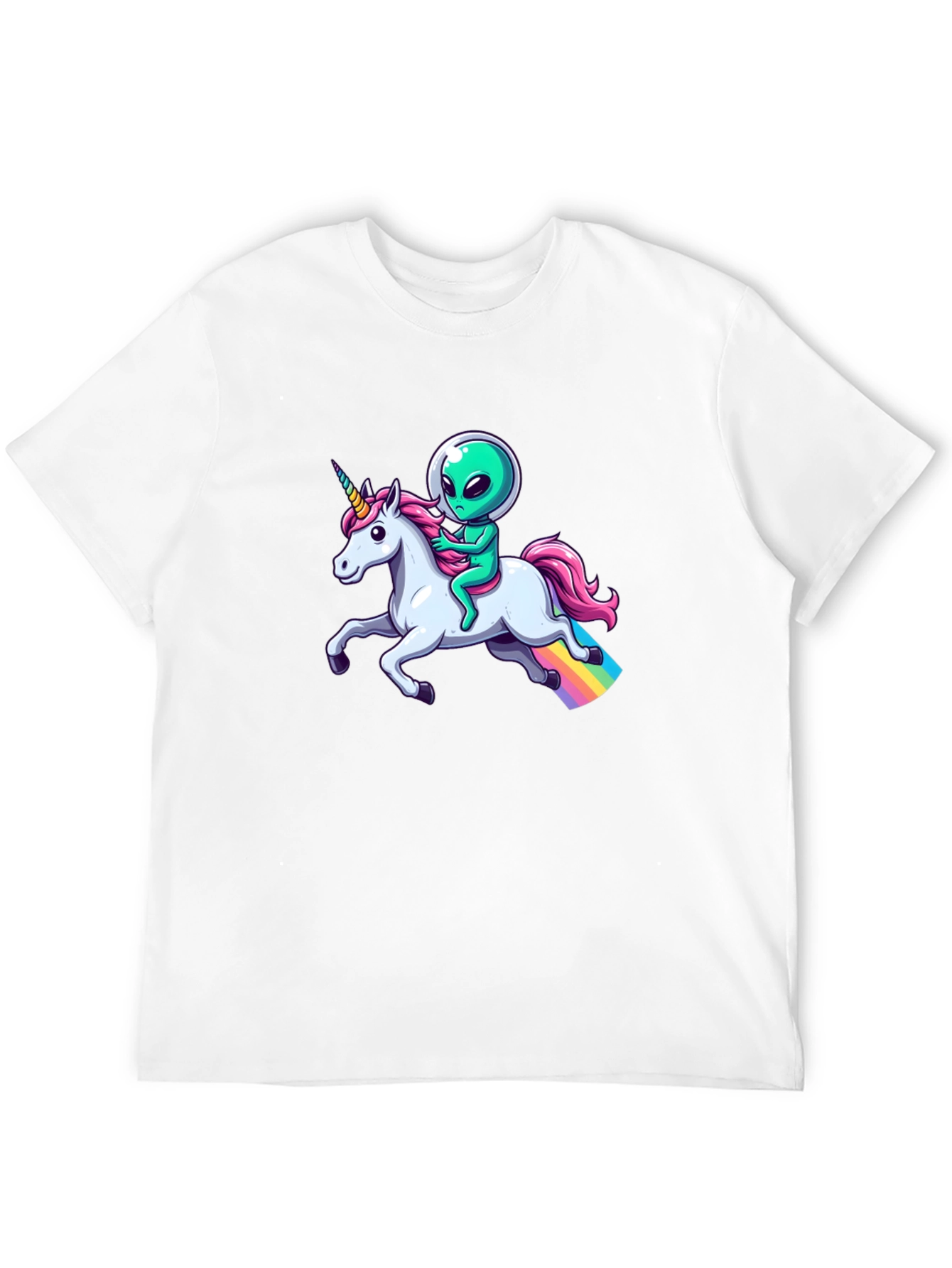 Alien Riding Unicorn Graphic T-Shirt