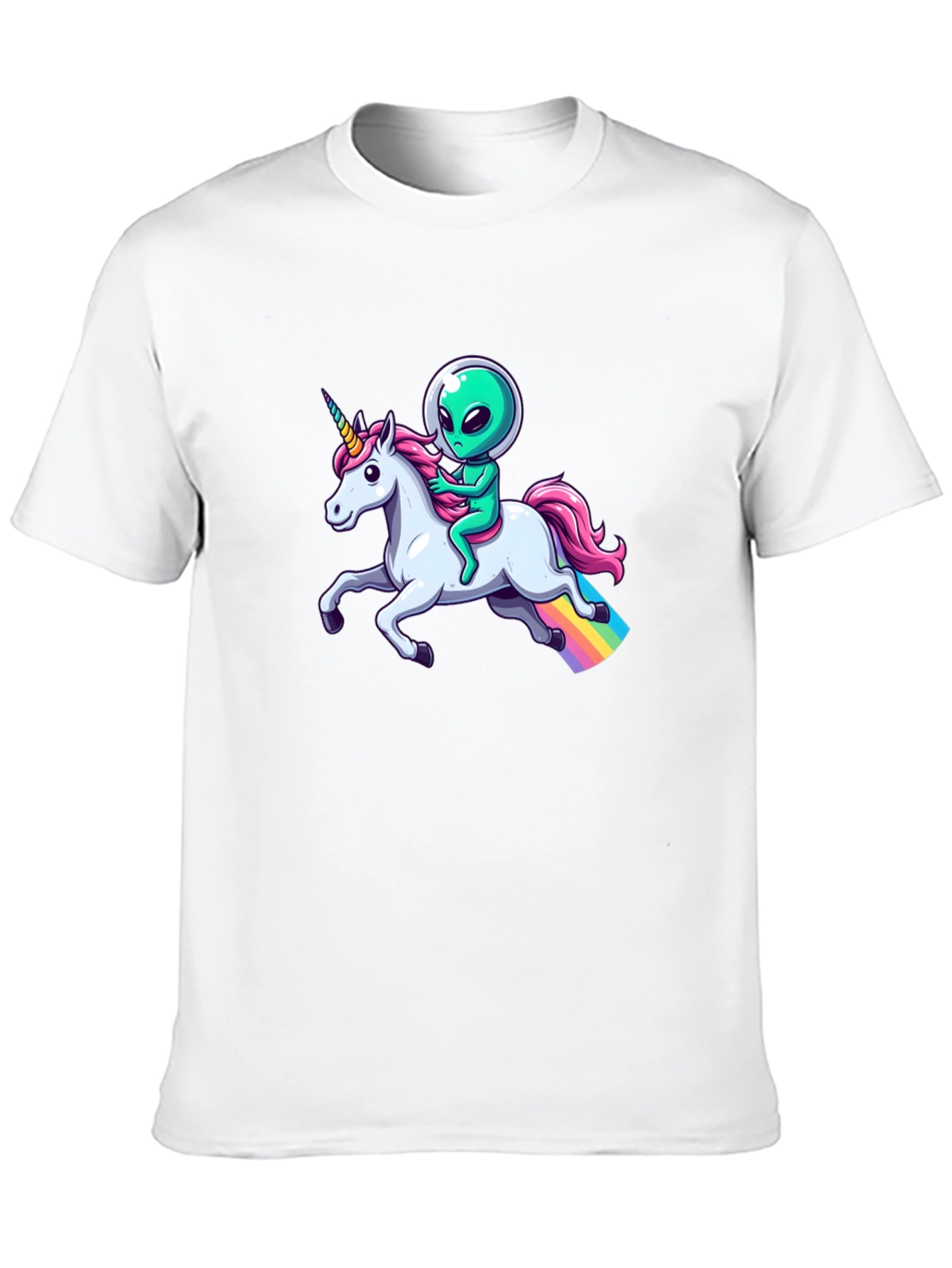 Alien Riding Unicorn Graphic T-Shirt