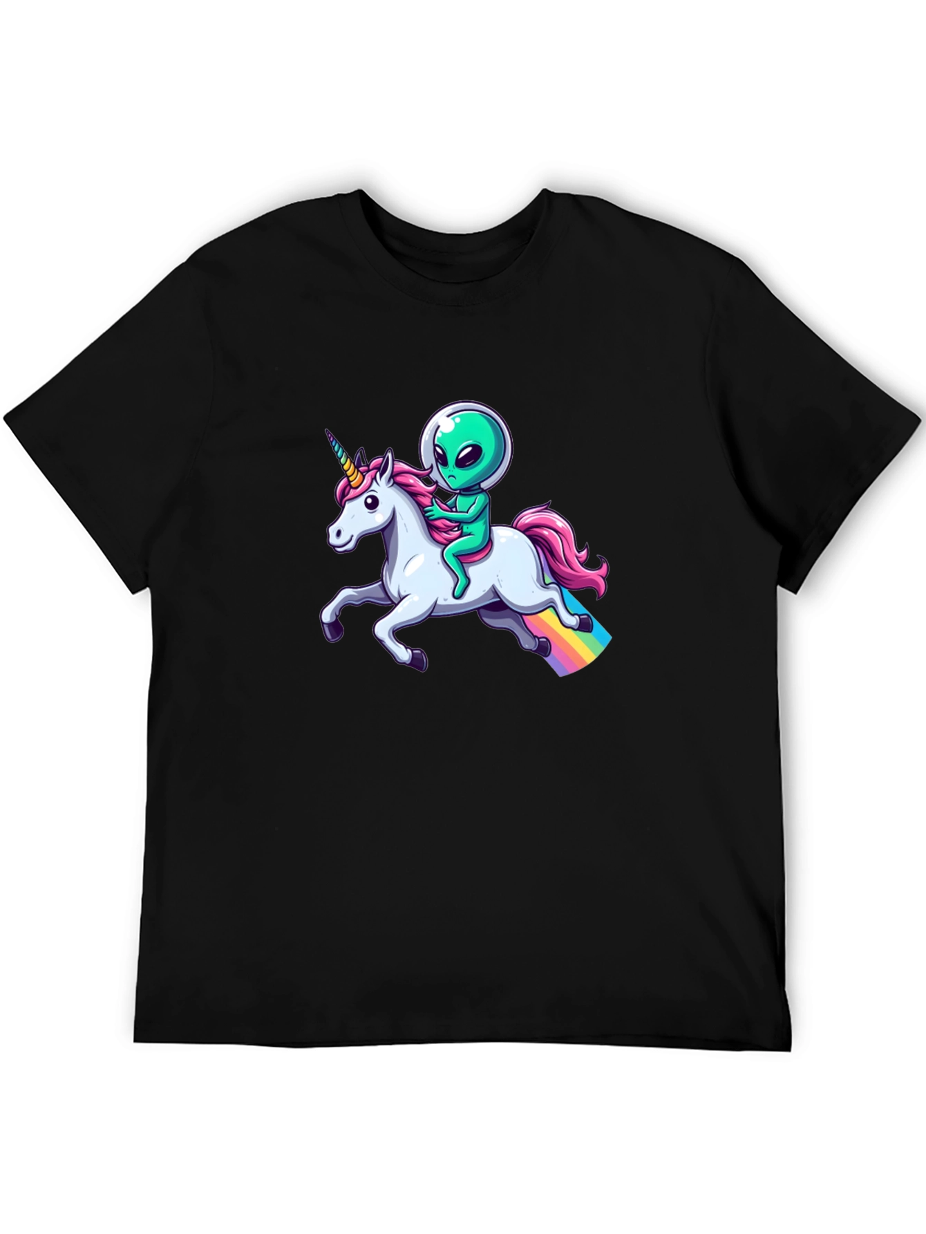 Alien Riding Unicorn Graphic T-Shirt