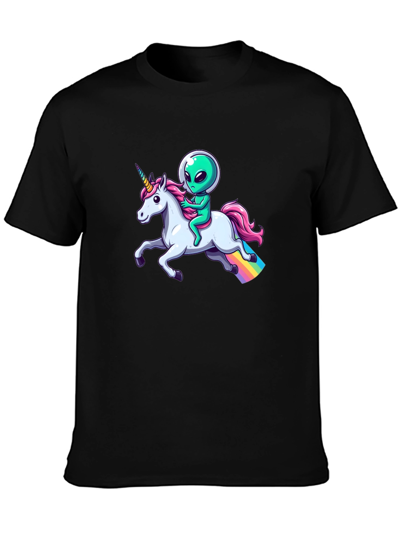 Alien Riding Unicorn Graphic T-Shirt