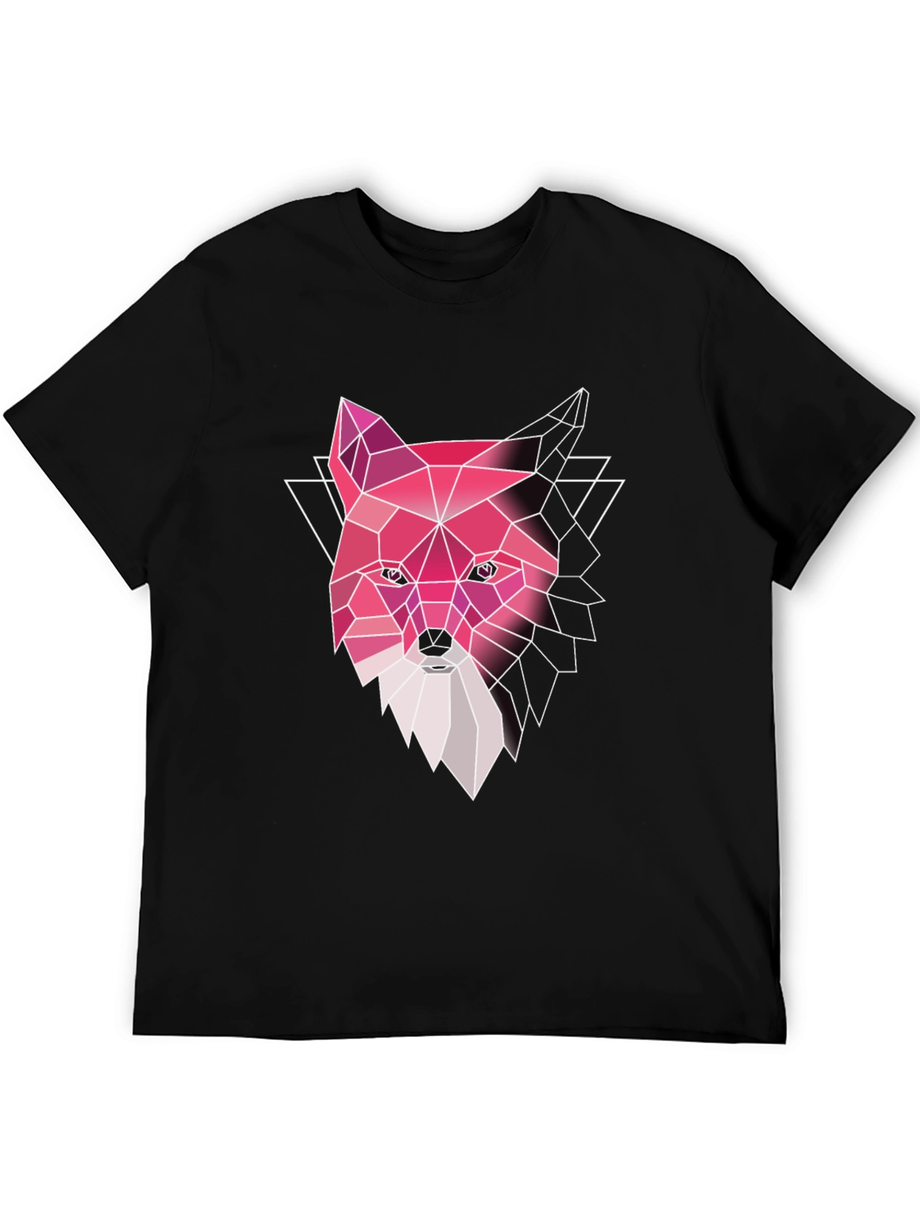 Geometric Fox Graphic Tee - Stylish Mens Black T-Shirt