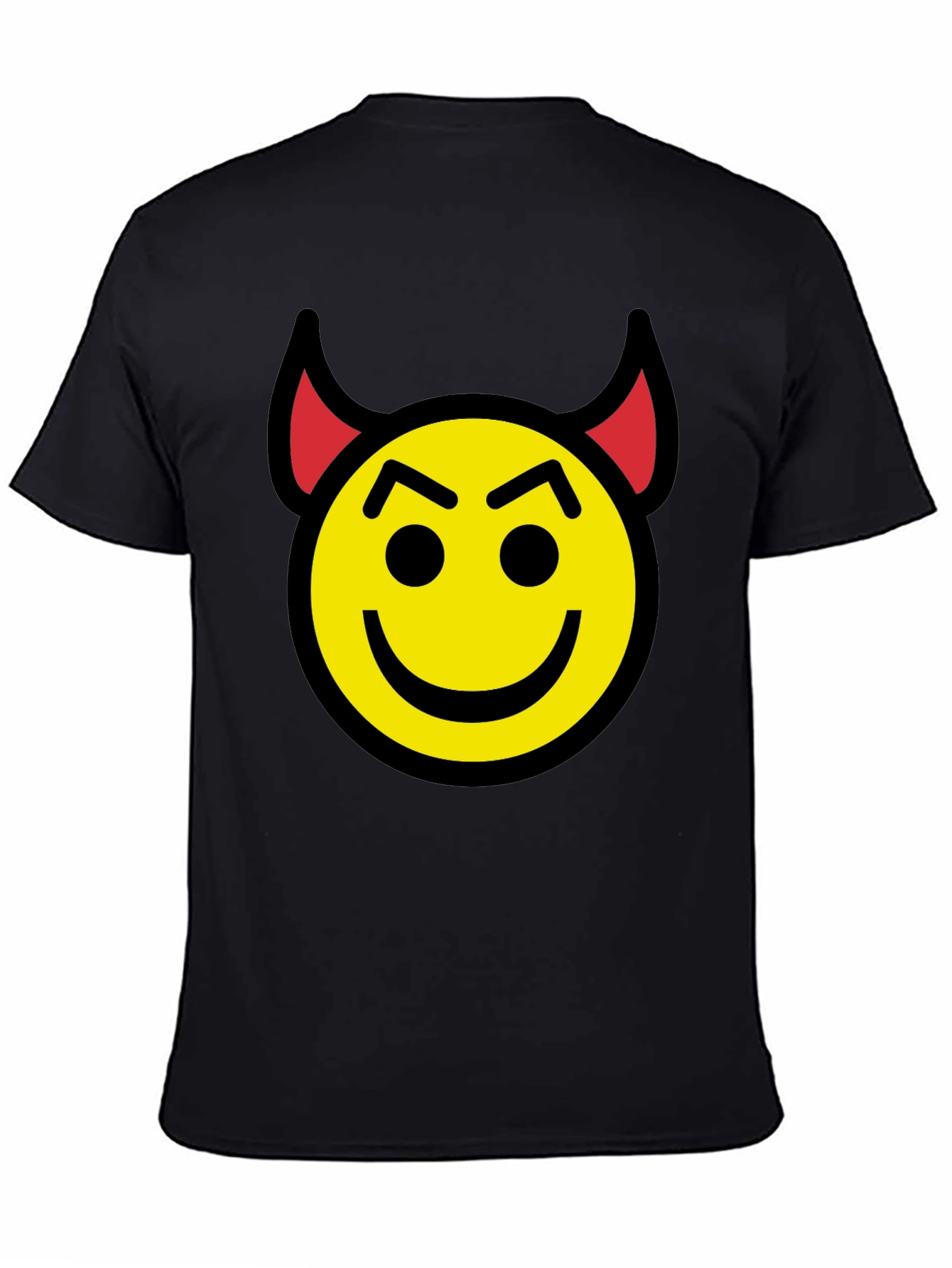 Devil Emoji Graphic Tee - Black Cotton Blend