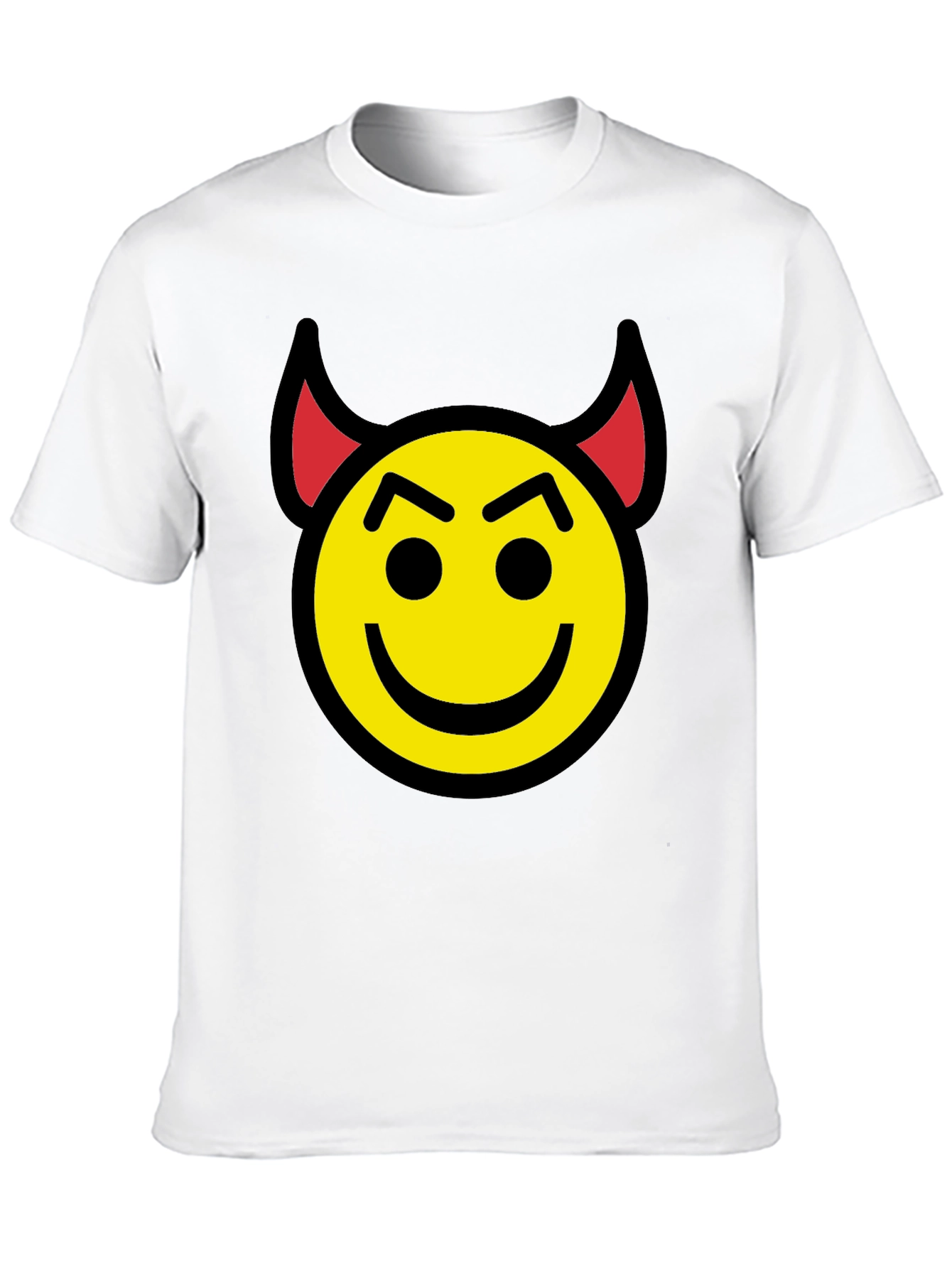 Devil Emoji Graphic Tee - Black Cotton Blend