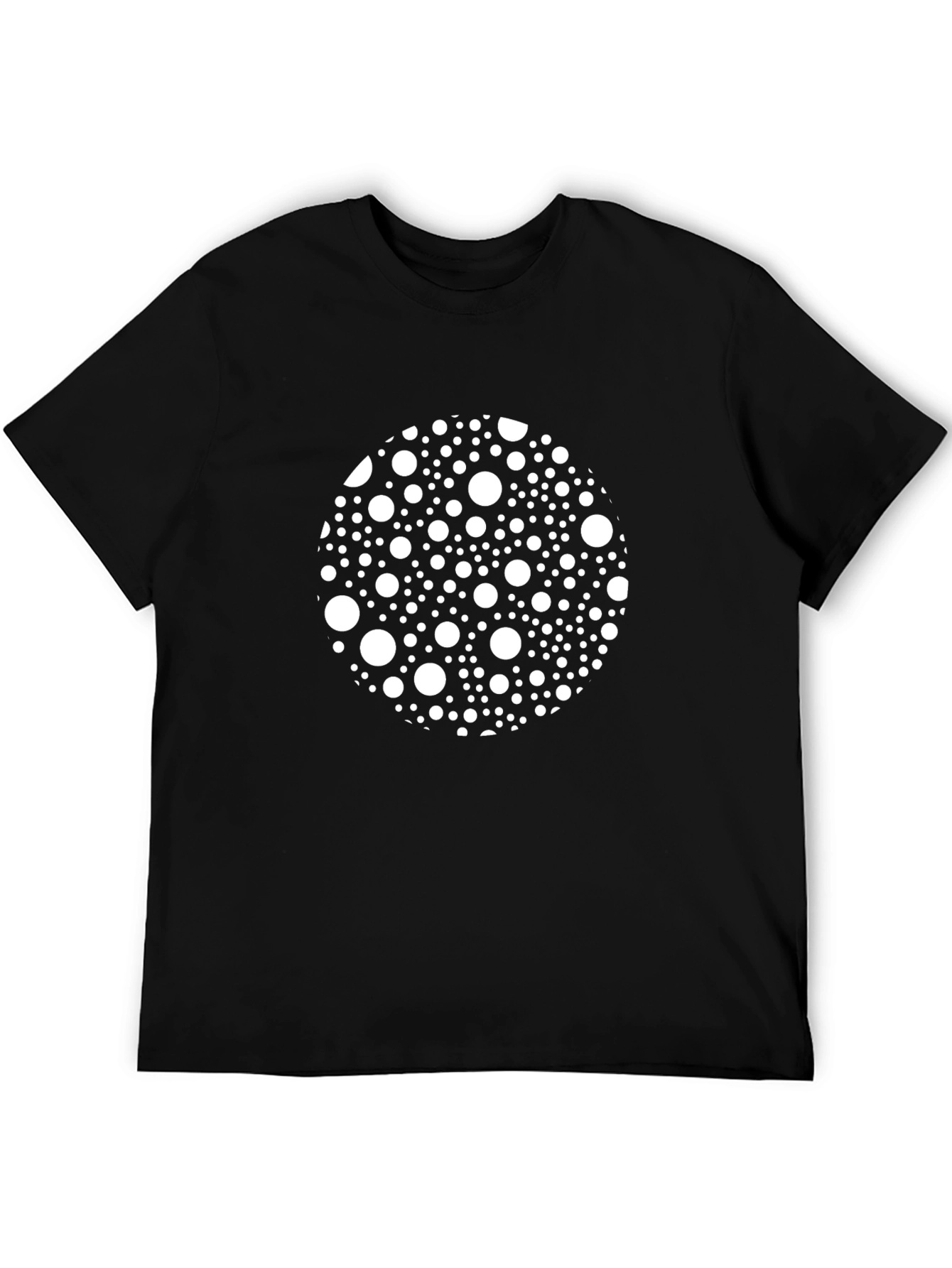 Black Tee with White Polka Dot Circle Design