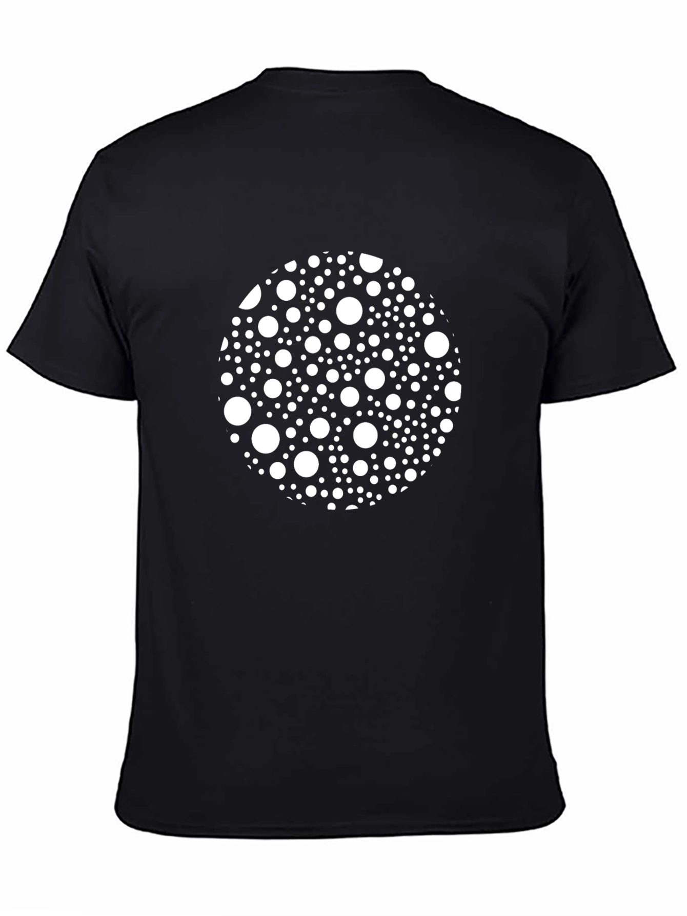 Black Tee with White Polka Dot Circle Design