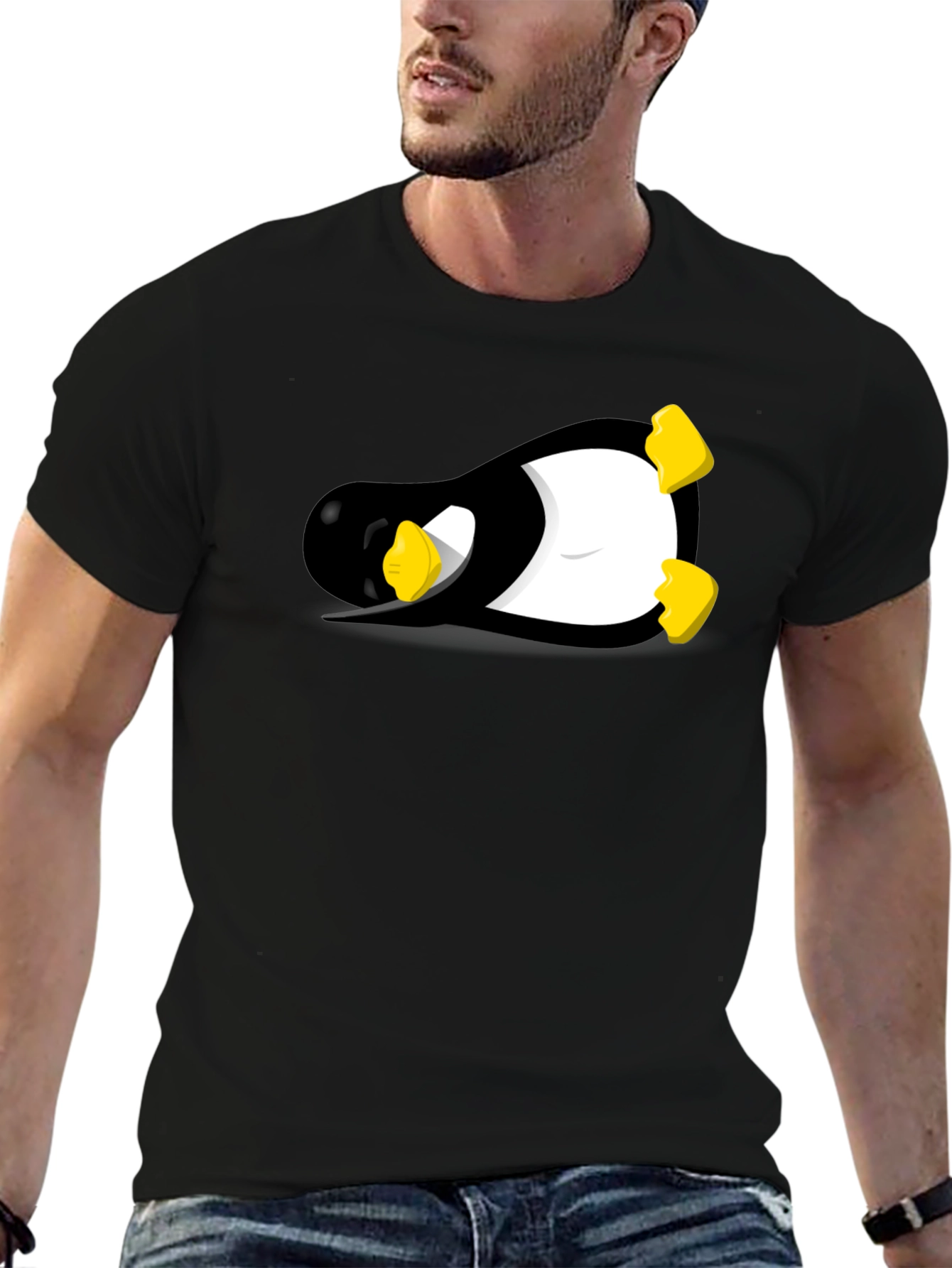 Linux Tux Penguin Black Graphic Tee