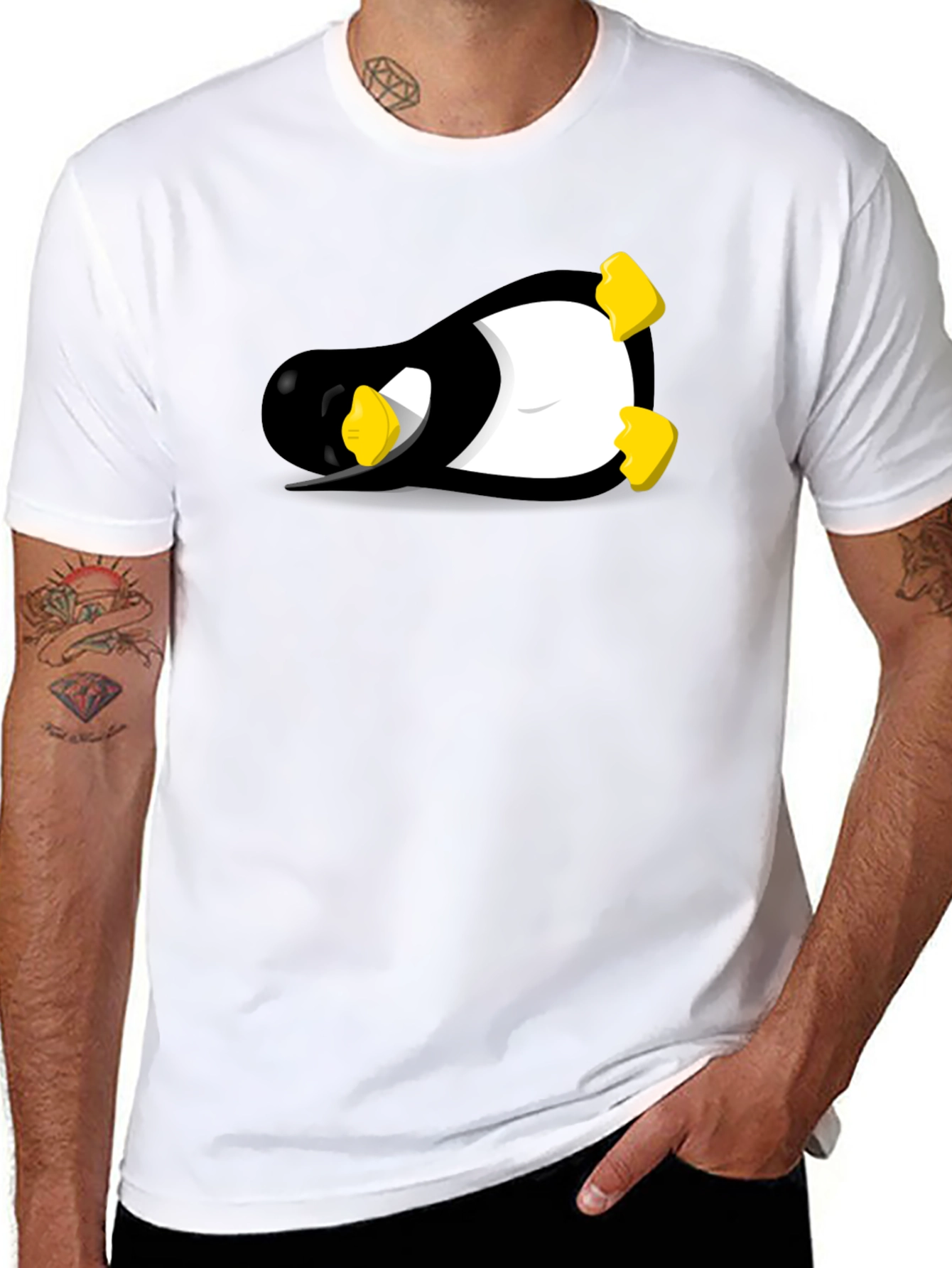 Linux Tux Penguin Black Graphic Tee