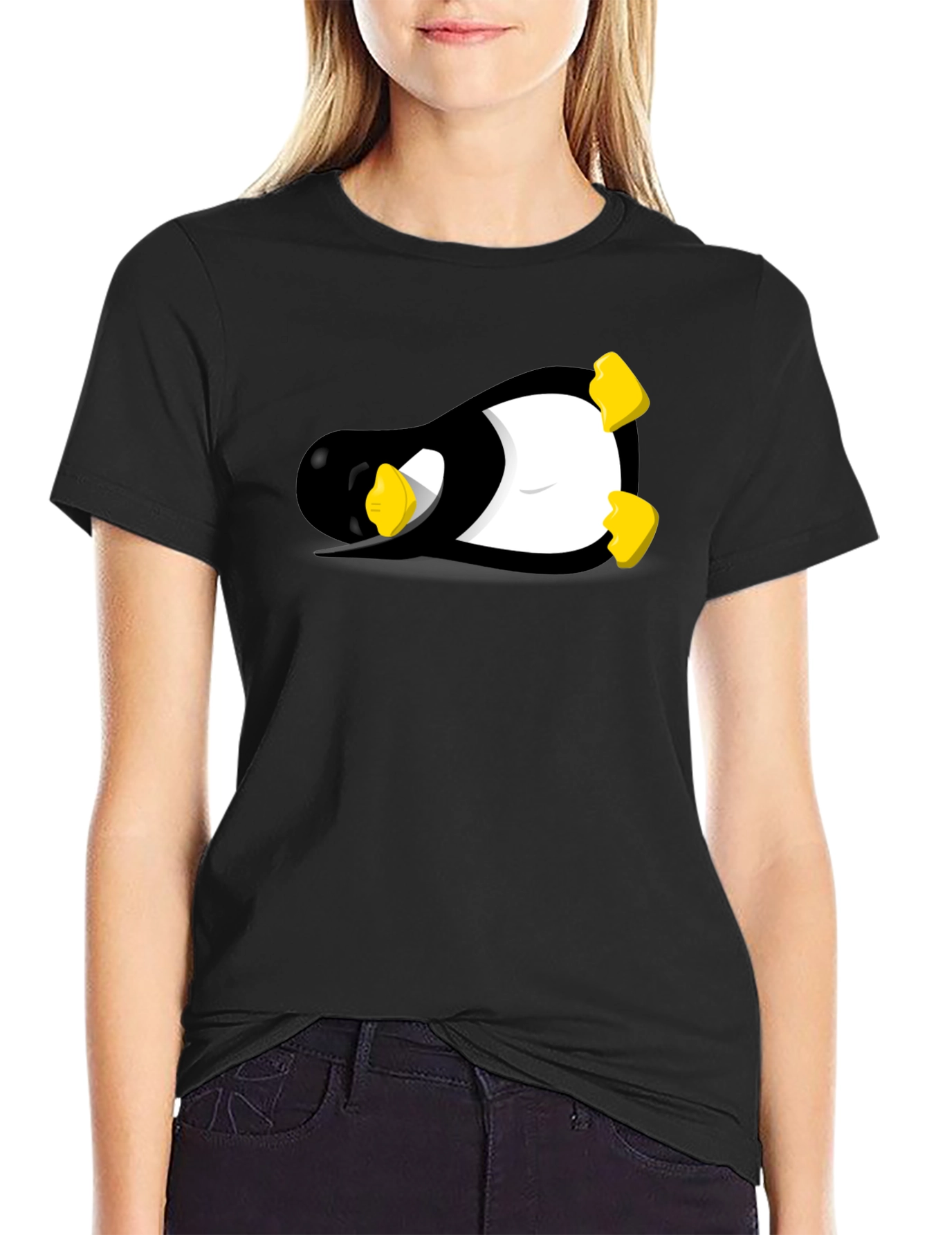 Linux Tux Penguin Black Graphic Tee