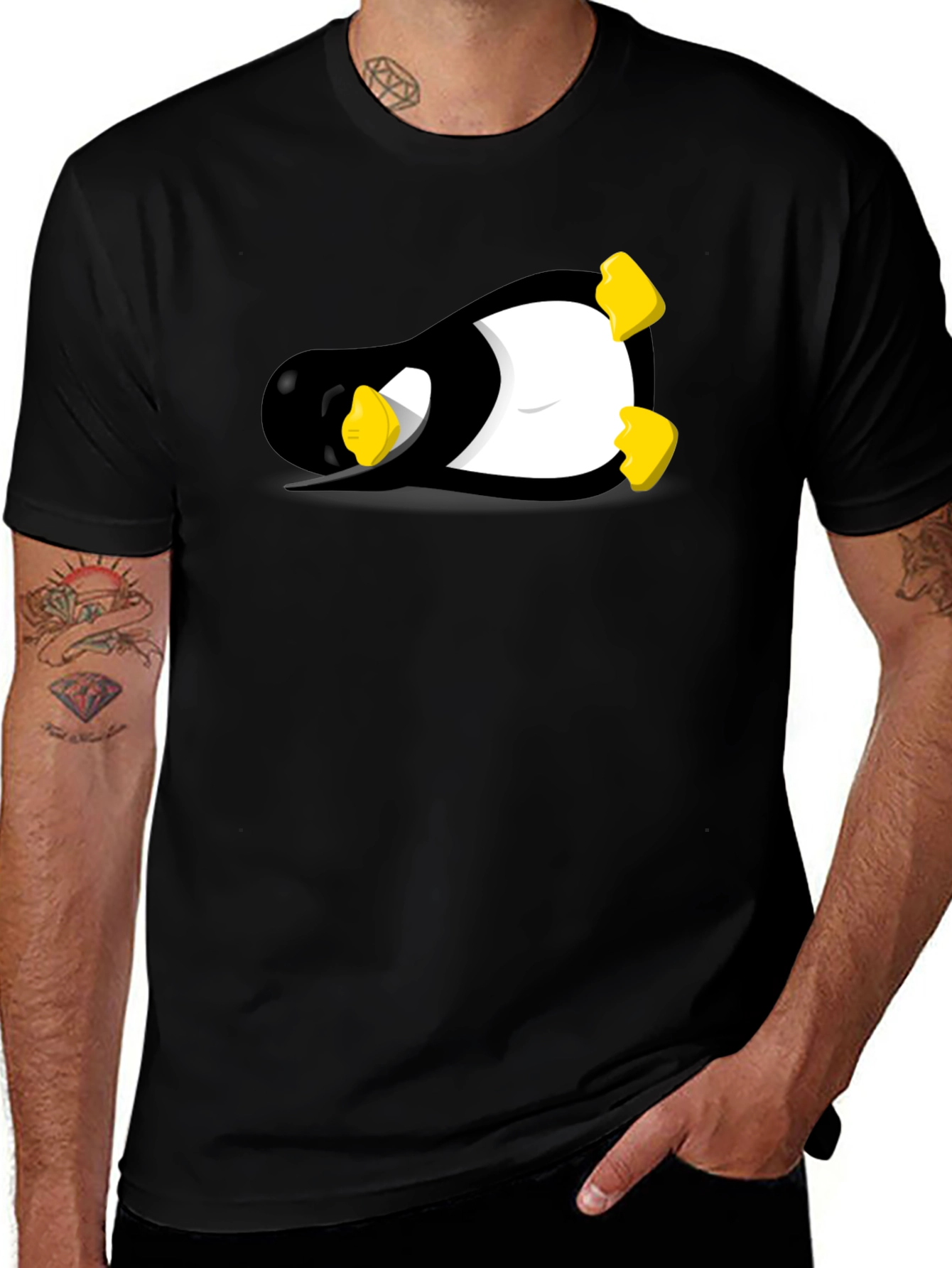 Linux Tux Penguin Black Graphic Tee