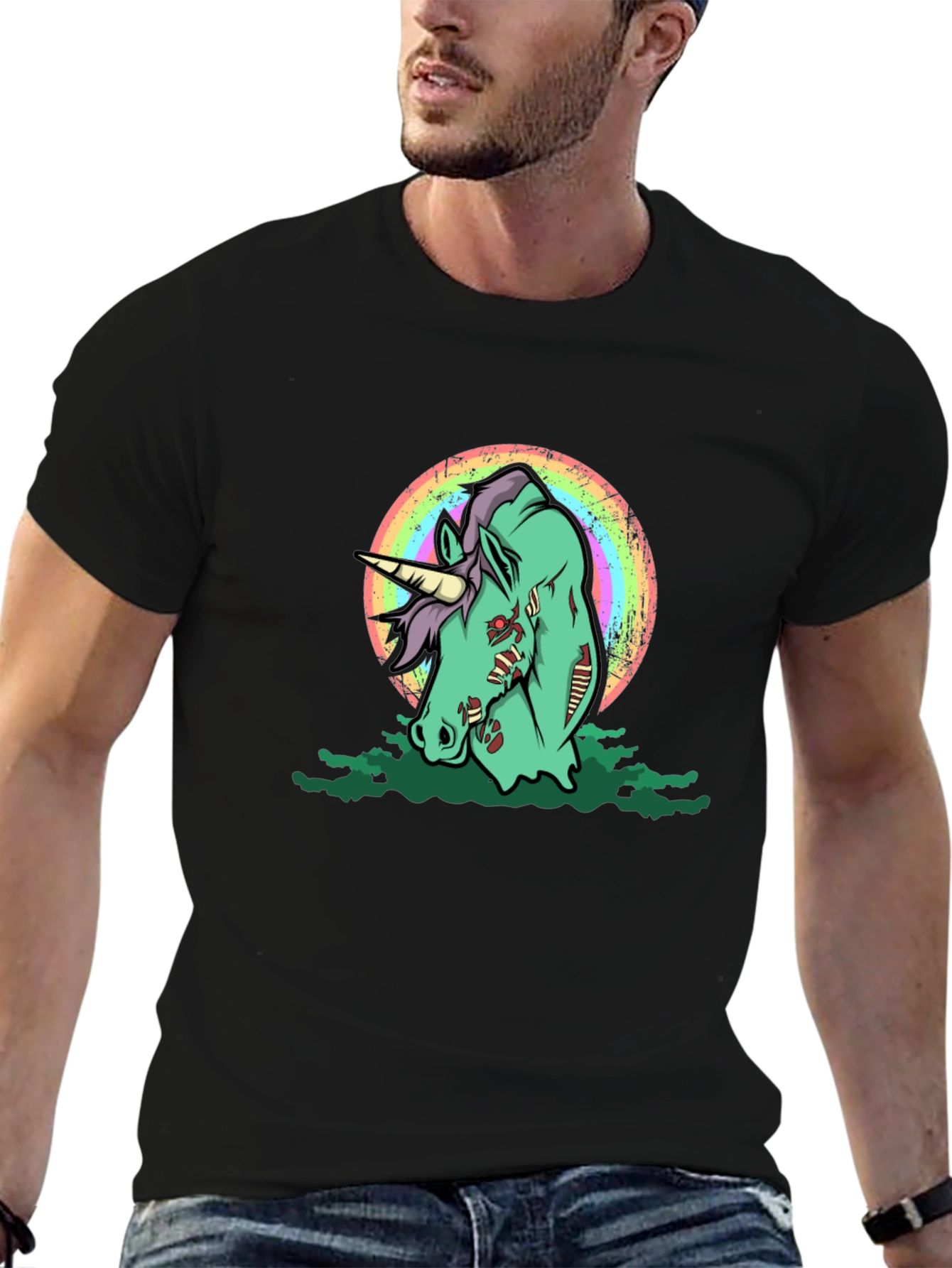 Zombie Unicorn Graphic T-Shirt - Black