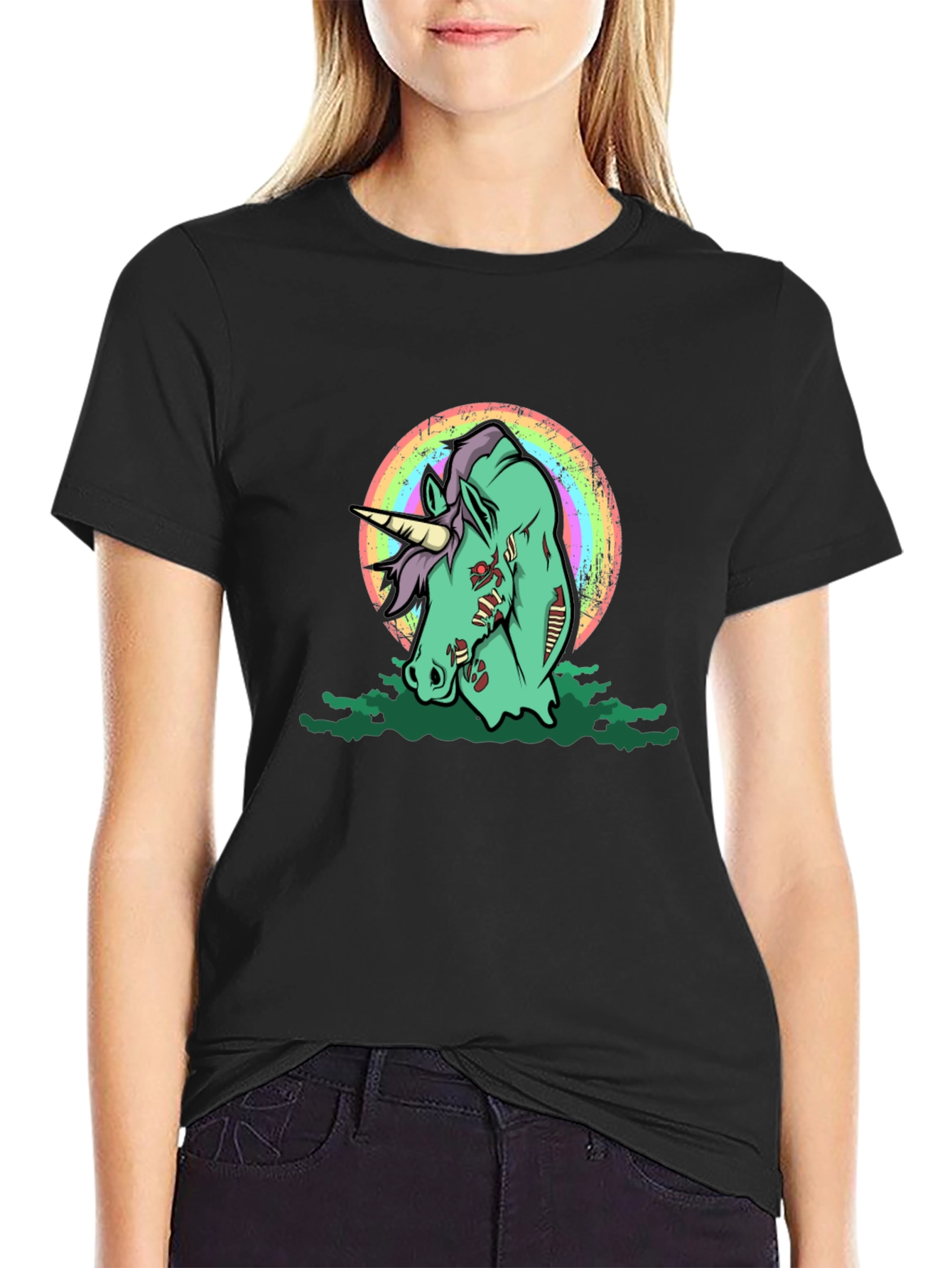Zombie Unicorn Graphic T-Shirt - Black