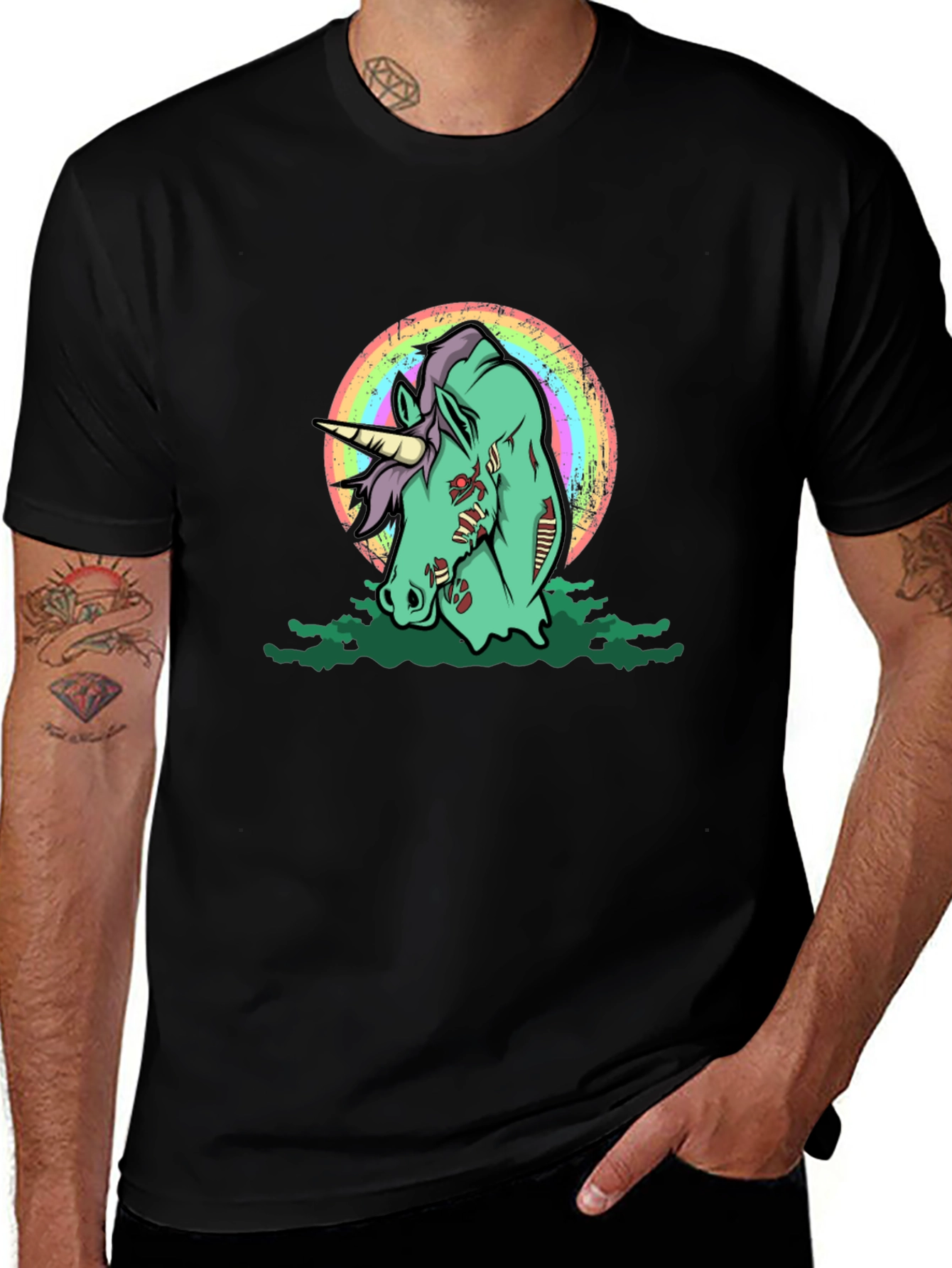 Zombie Unicorn Graphic T-Shirt - Black