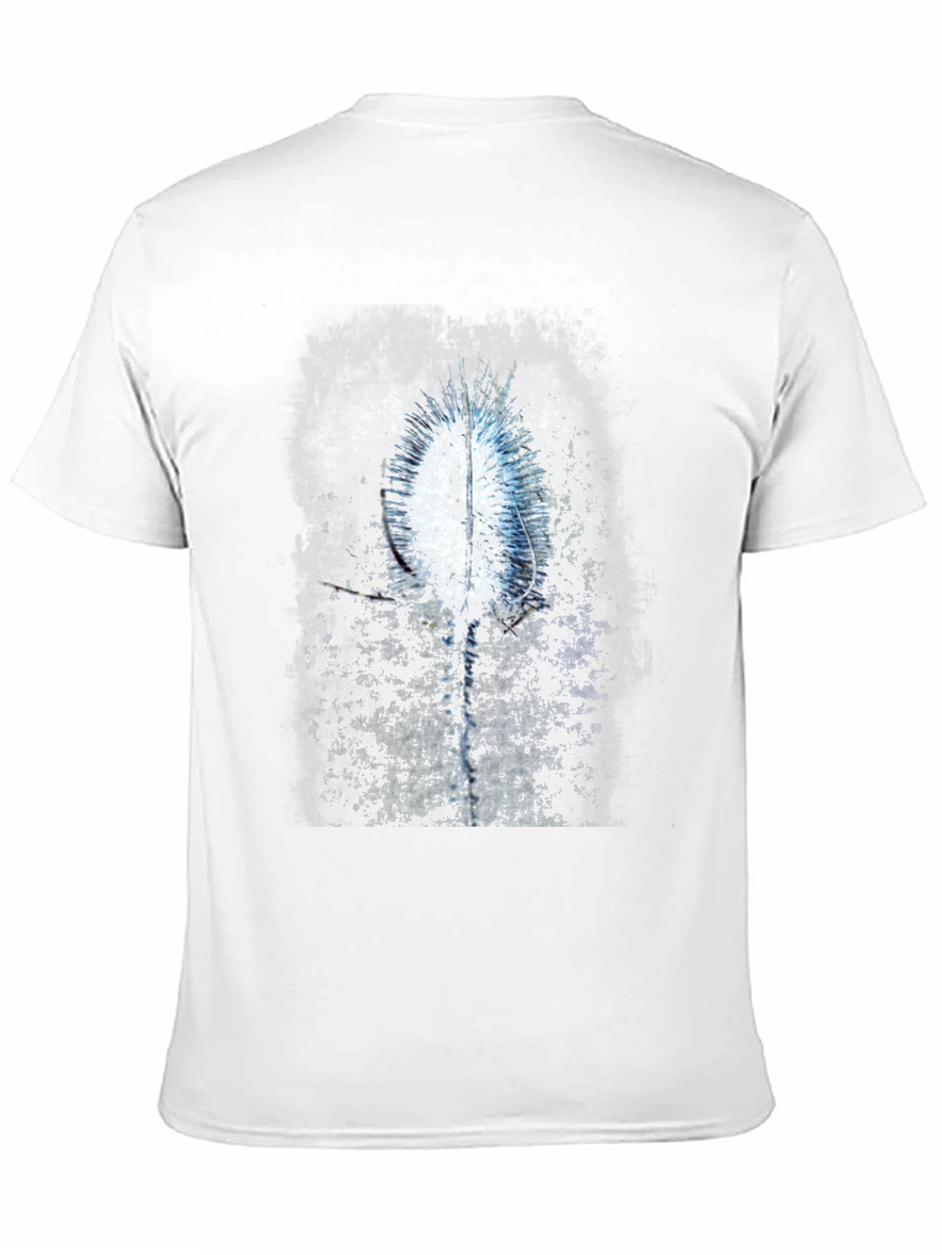 Abstract Blue & White Graphic Black T-Shirt