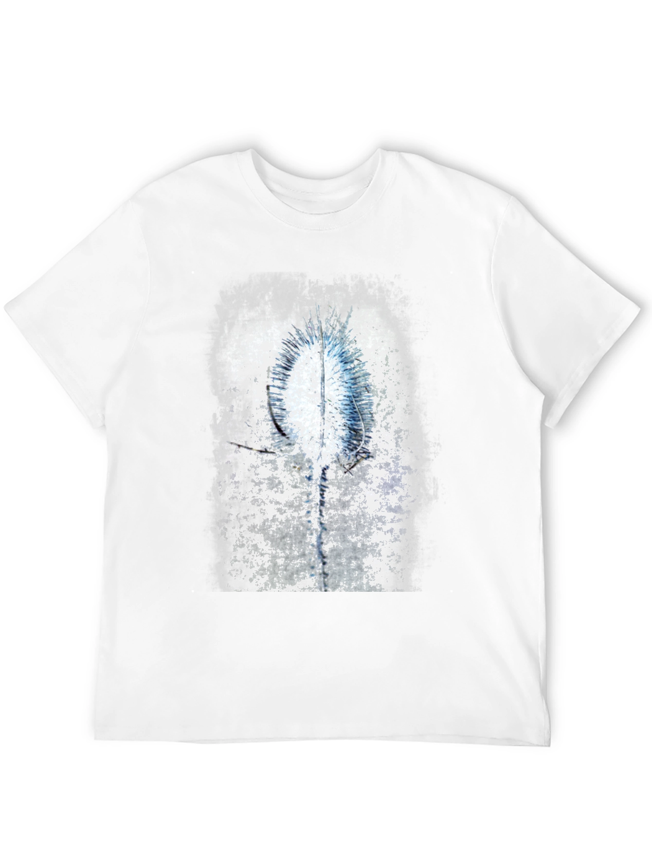 Abstract Blue & White Graphic Black T-Shirt