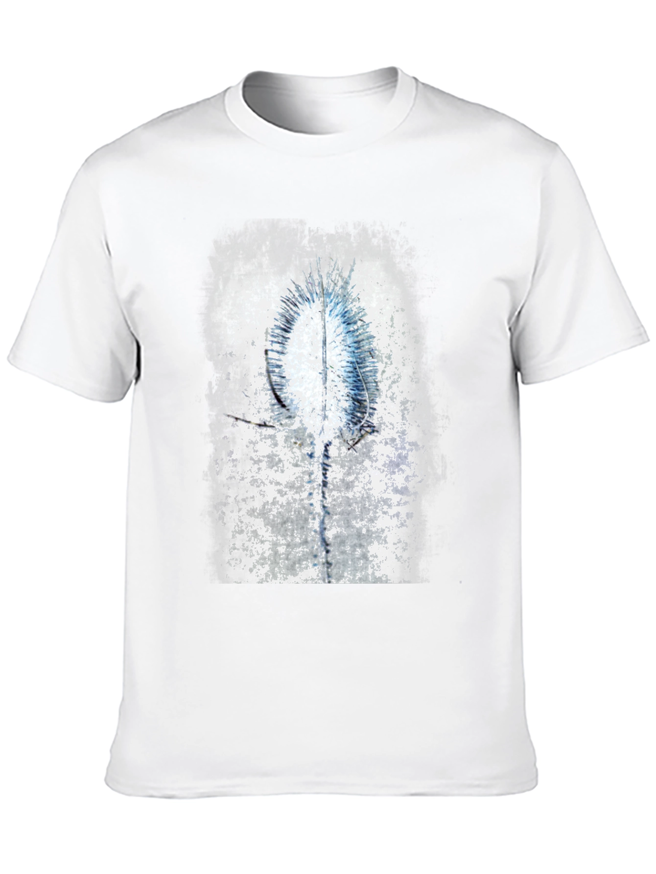 Abstract Blue & White Graphic Black T-Shirt