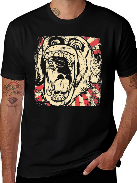 Graphic Tee - Bulldog Scream Design - Black