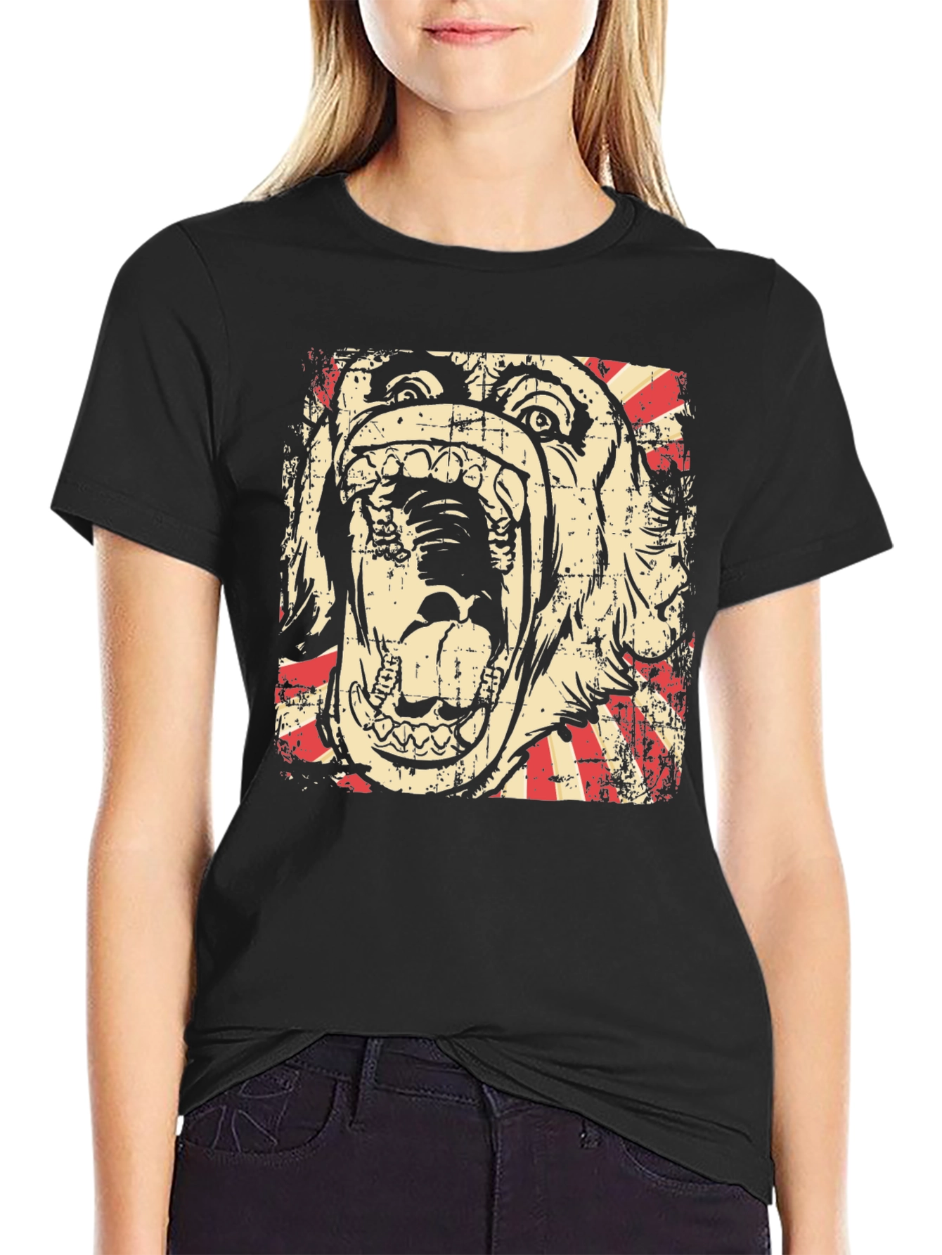Graphic Tee - Bulldog Scream Design - Black
