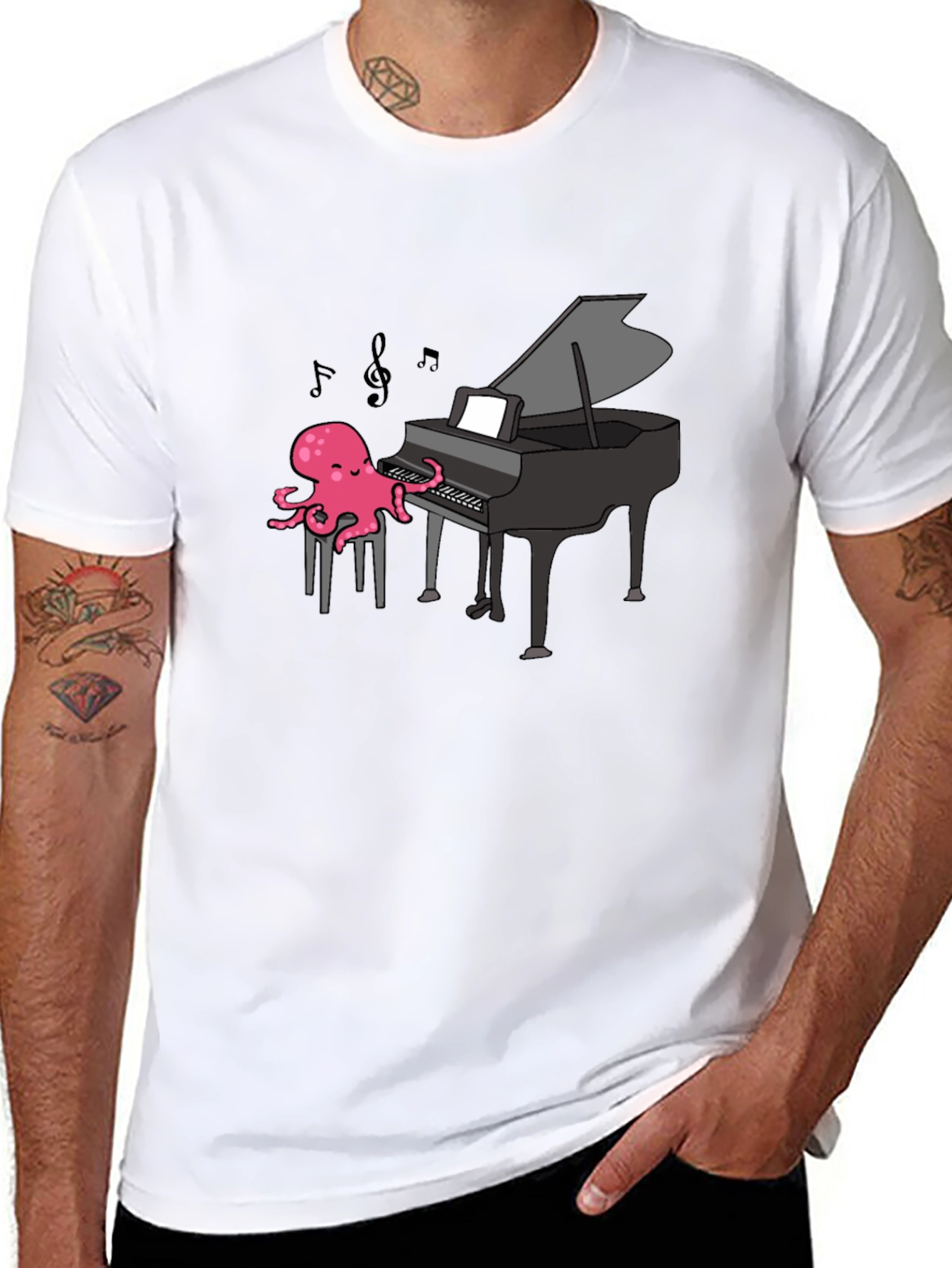 Octopus Pianist T-Shirt - Musical Ocean Tee