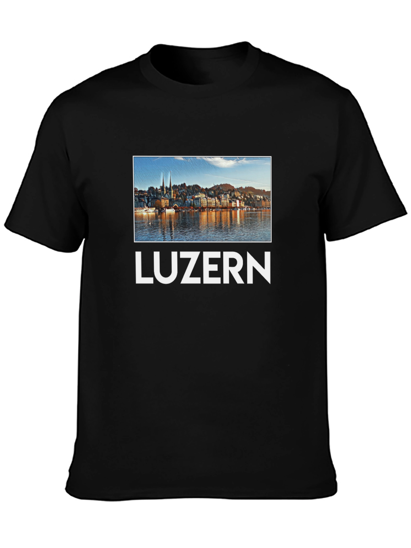 Luzern Cityscape Graphic Tee - Black