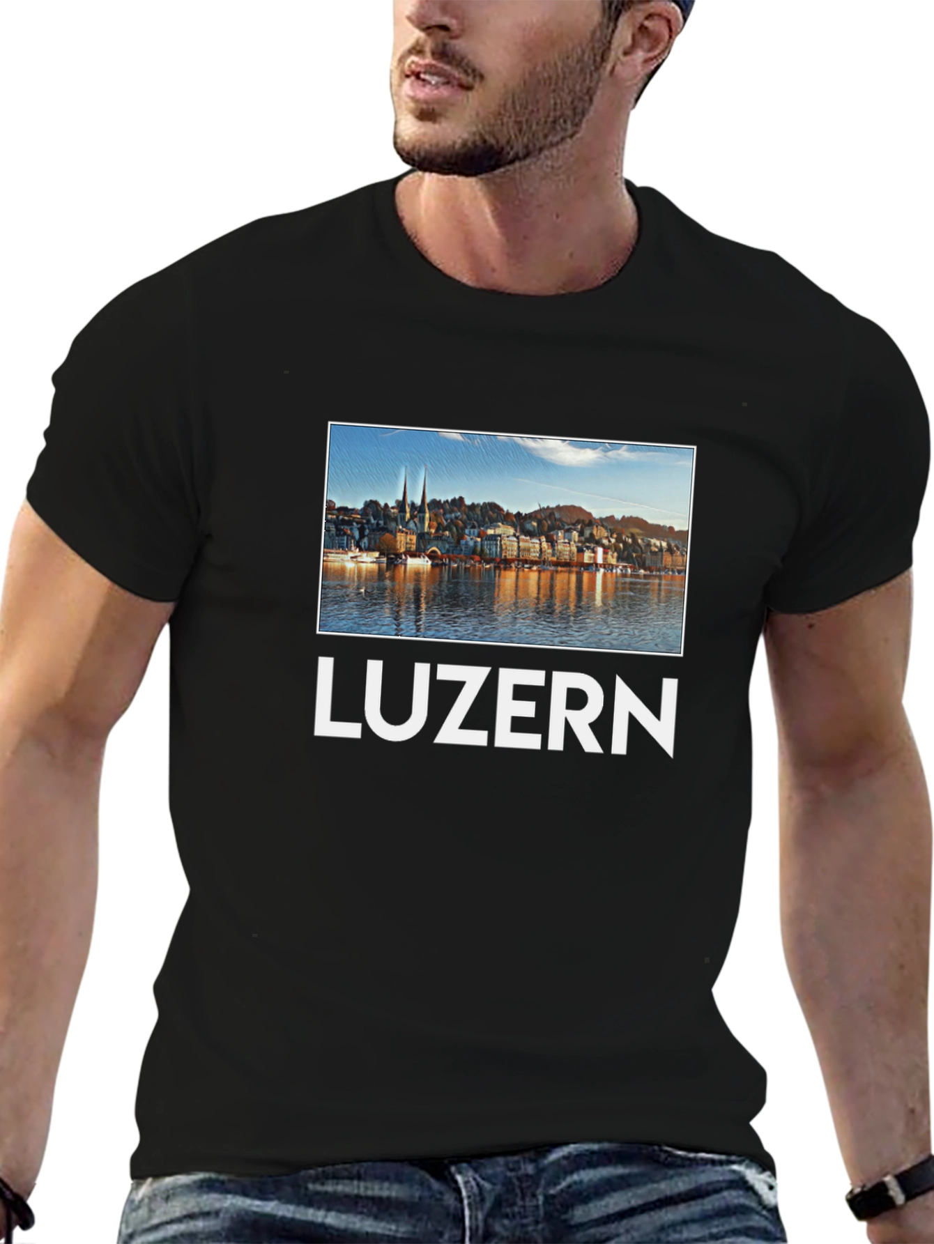 Luzern Cityscape Graphic Tee - Black