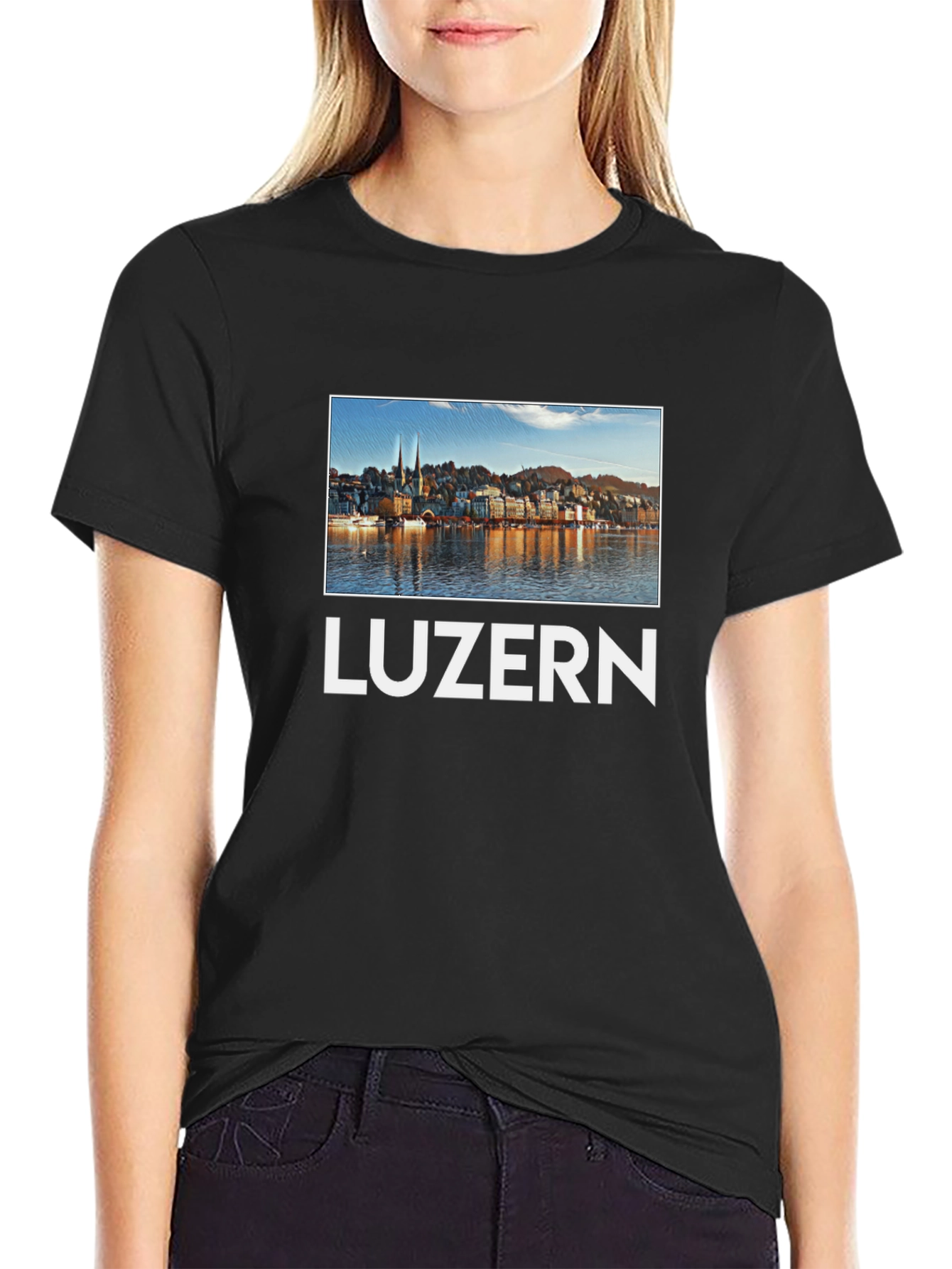 Luzern Cityscape Graphic Tee - Black