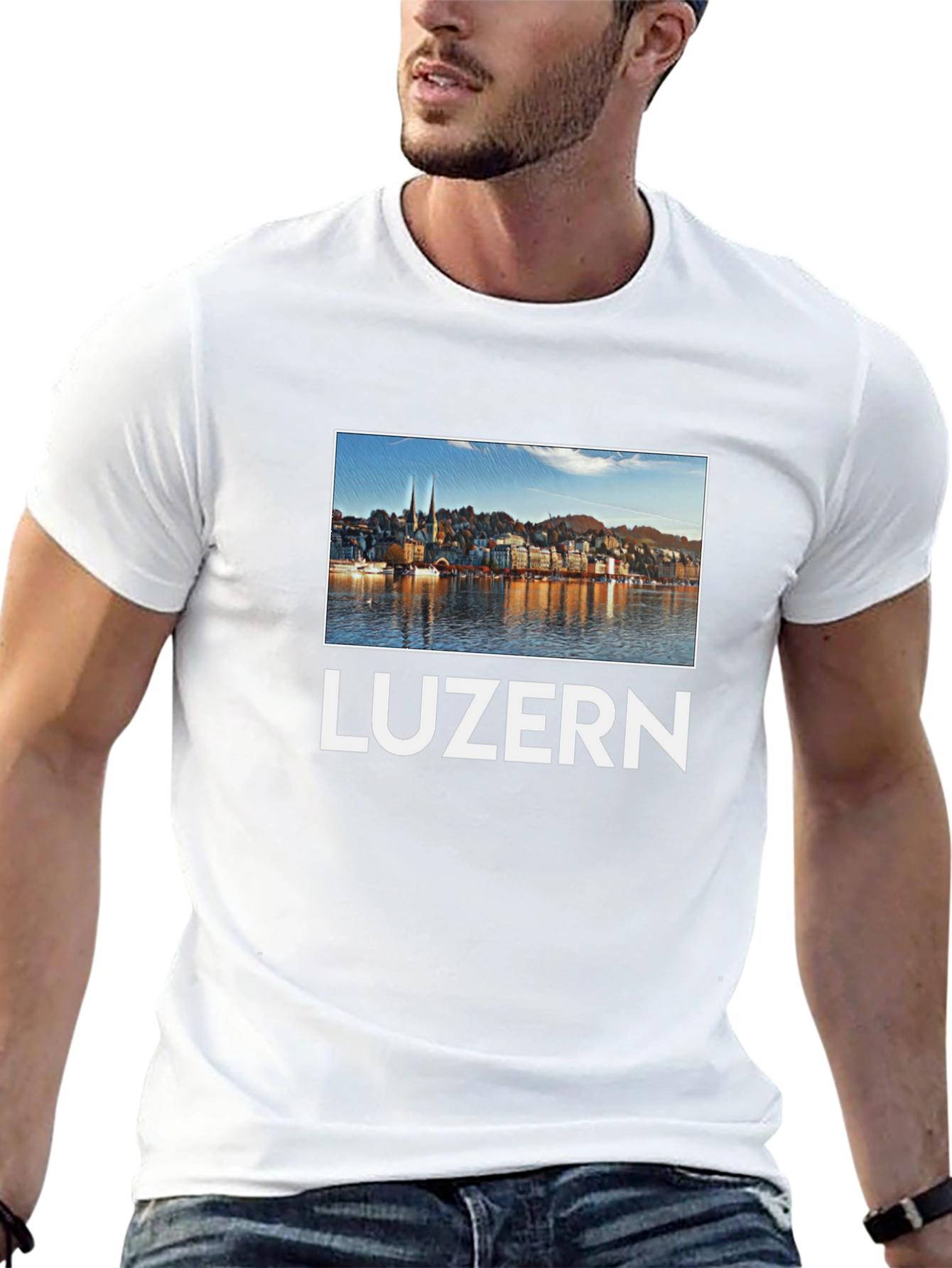 Luzern Cityscape Graphic Tee - Black