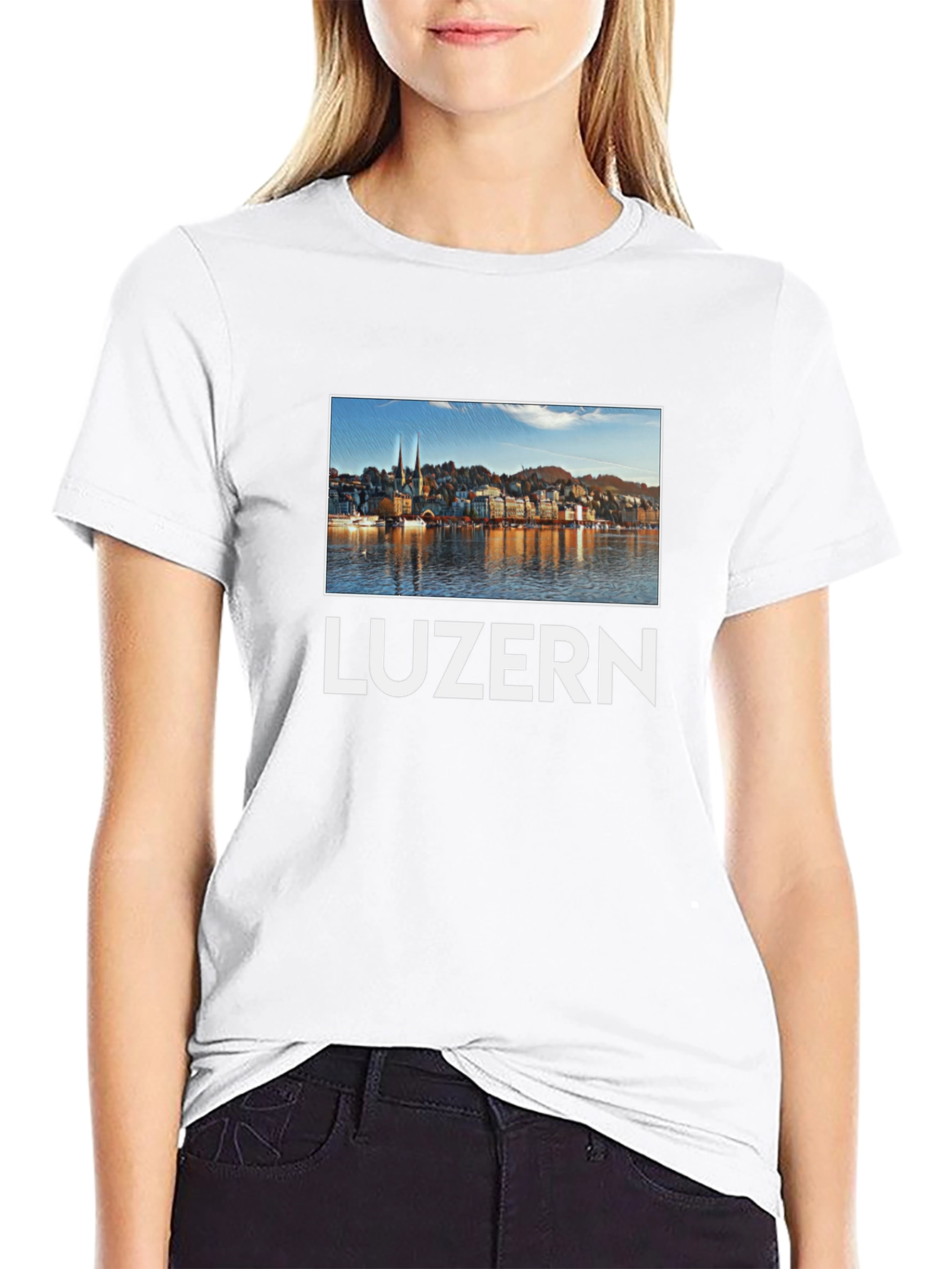 Luzern Cityscape Graphic Tee - Black