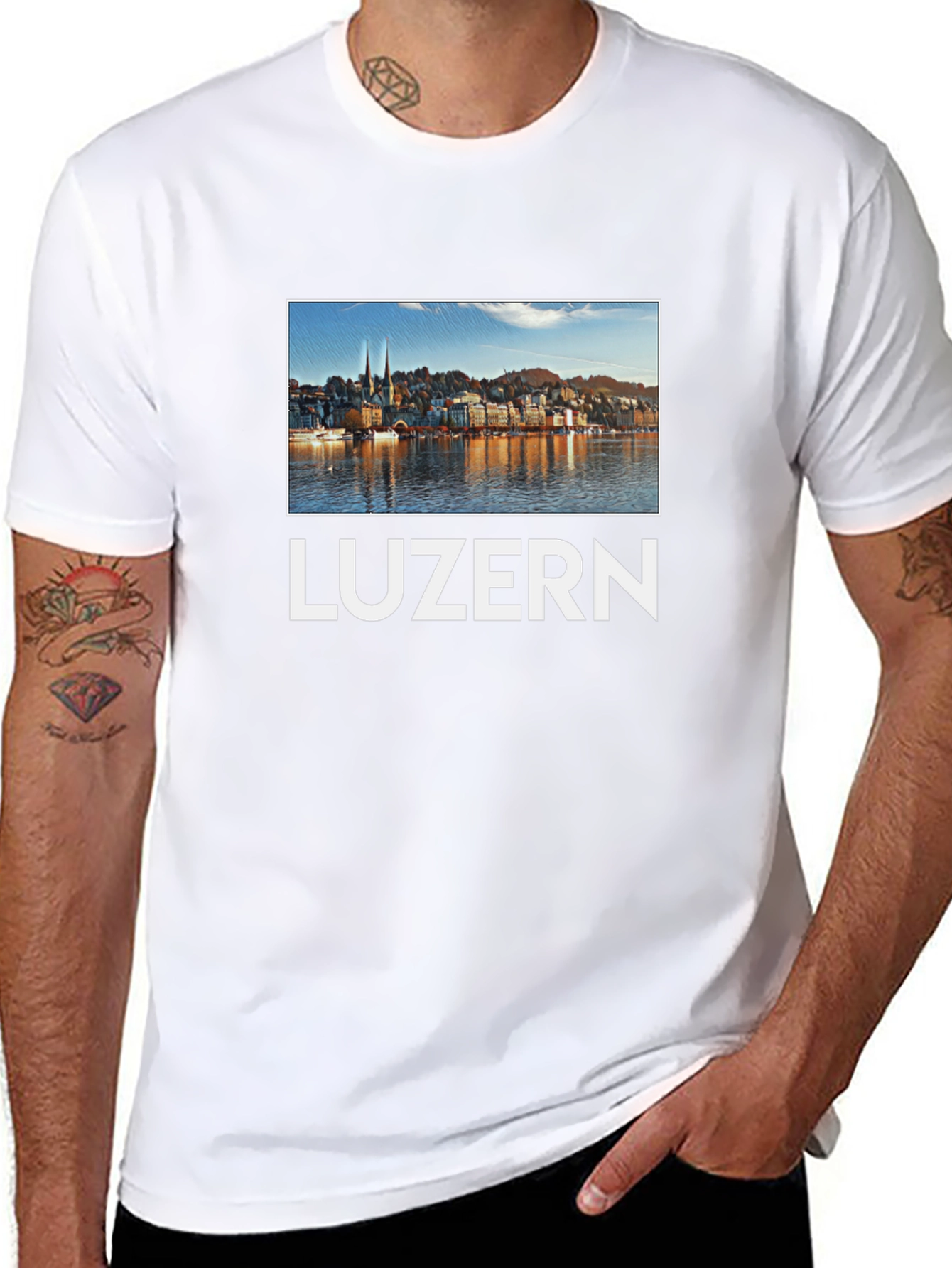 Luzern Cityscape Graphic Tee - Black