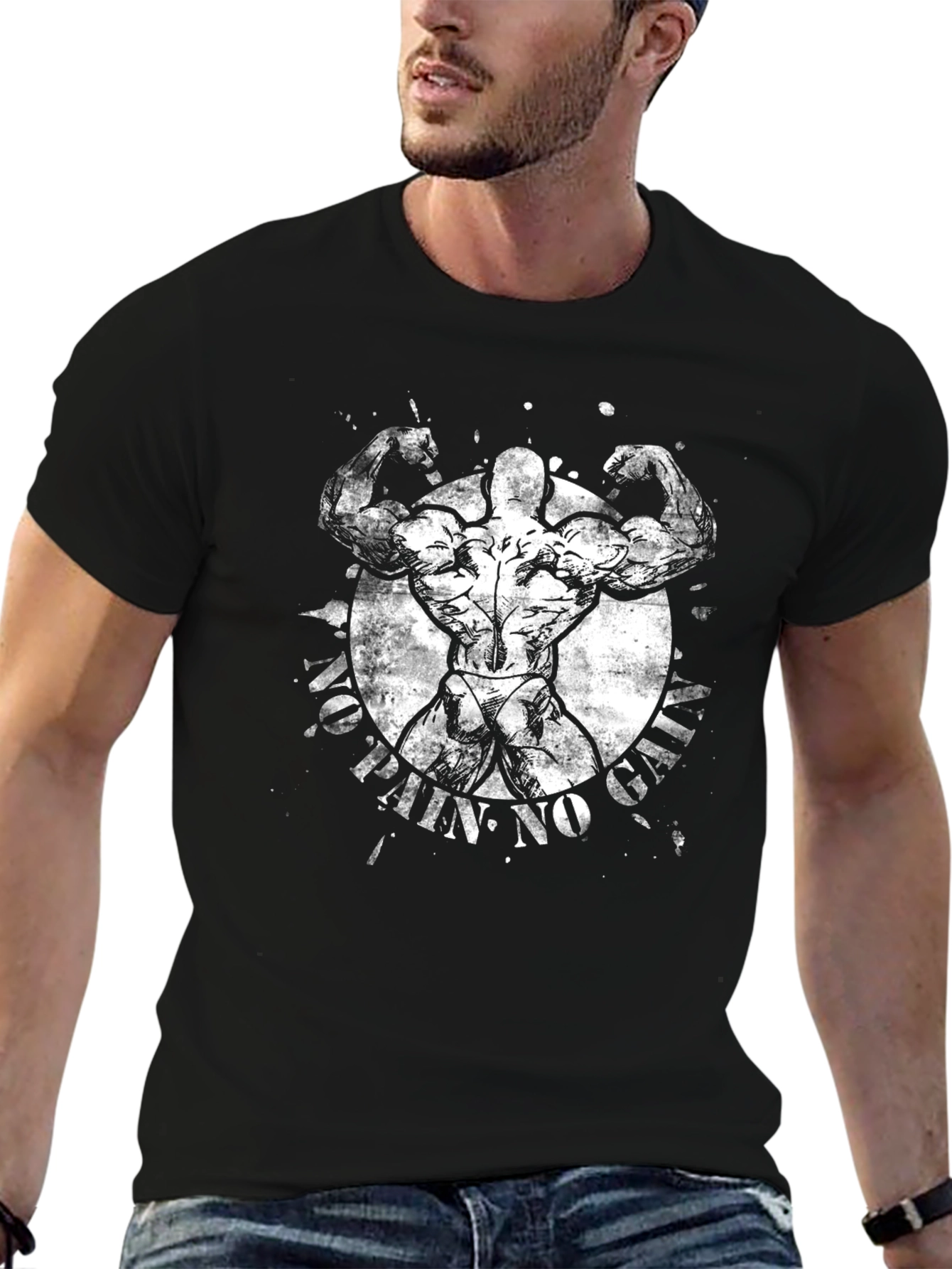 Black Muscle Bodybuilder Graphic T-Shirt