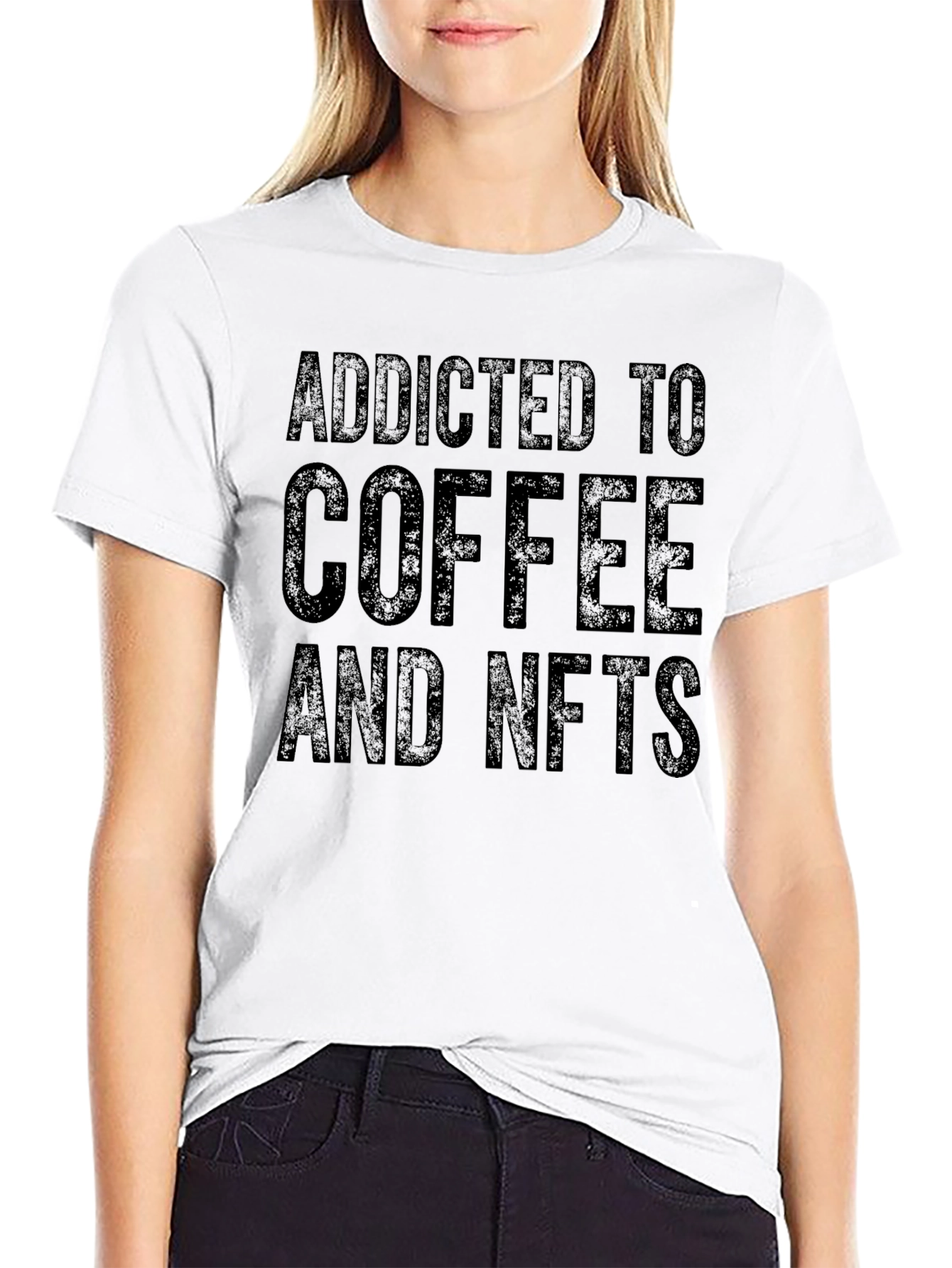 Addicted to Coffee and NFTs Black T-Shirt
