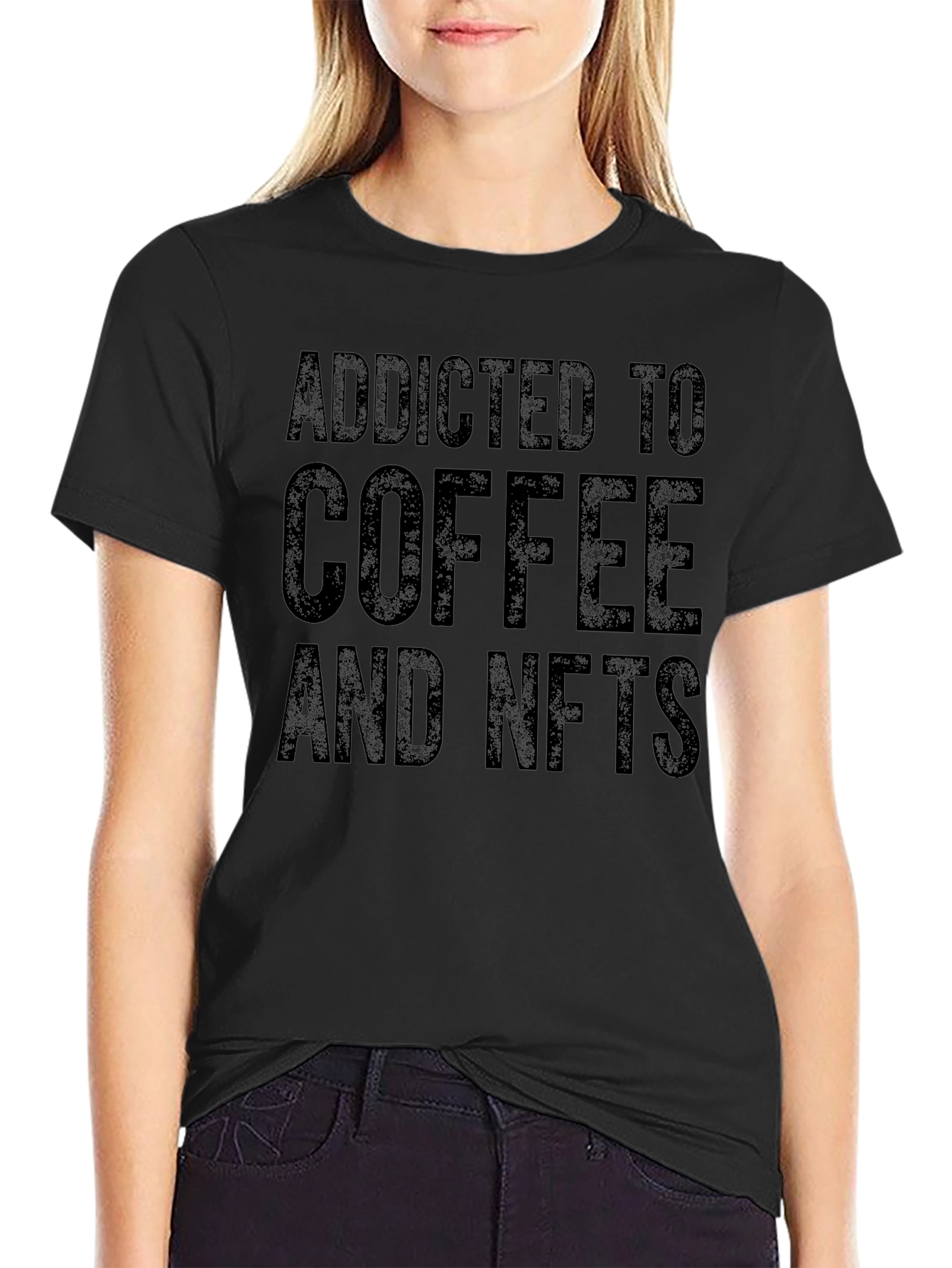 Addicted to Coffee and NFTs Black T-Shirt