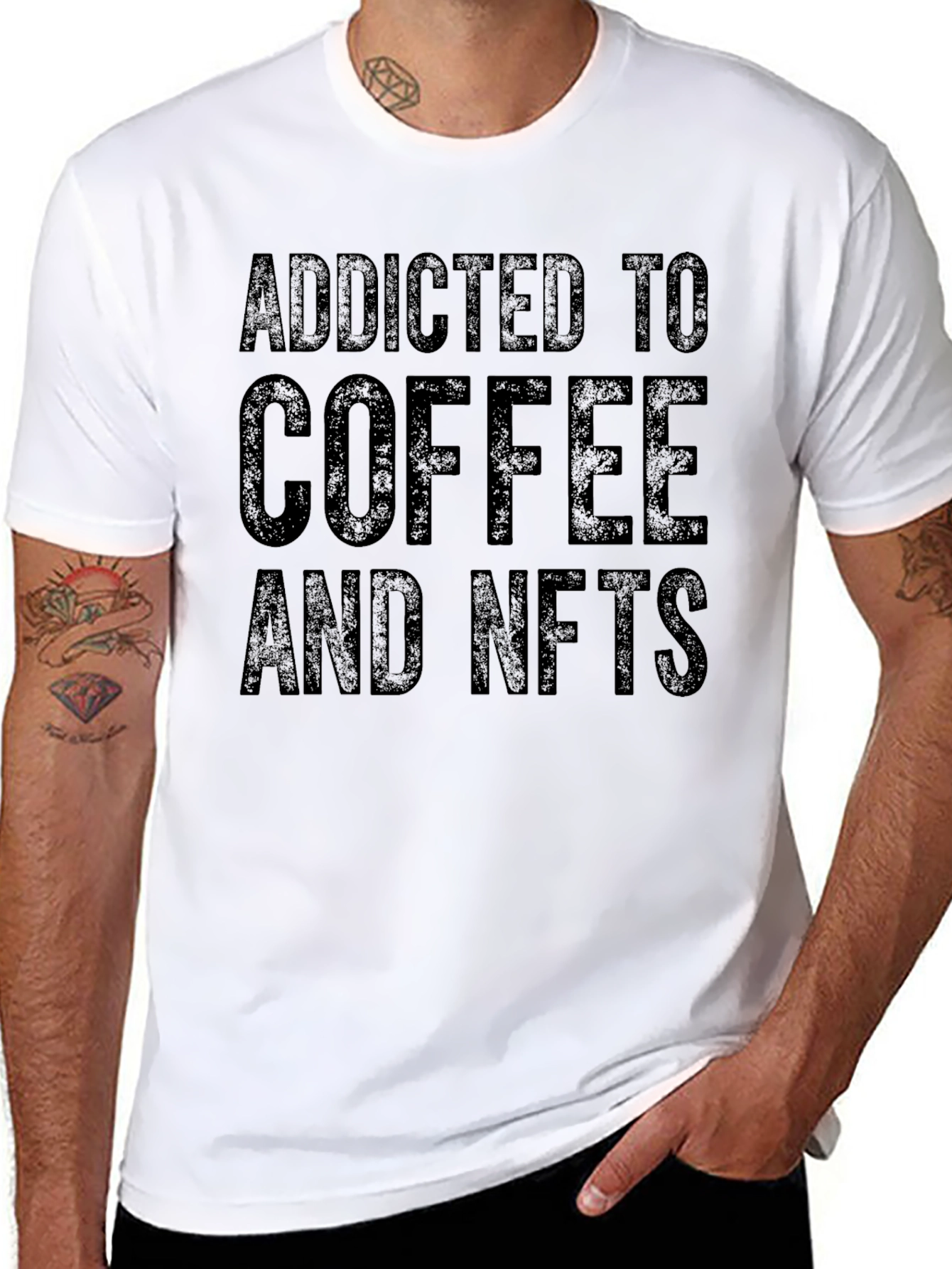 Addicted to Coffee and NFTs Black T-Shirt