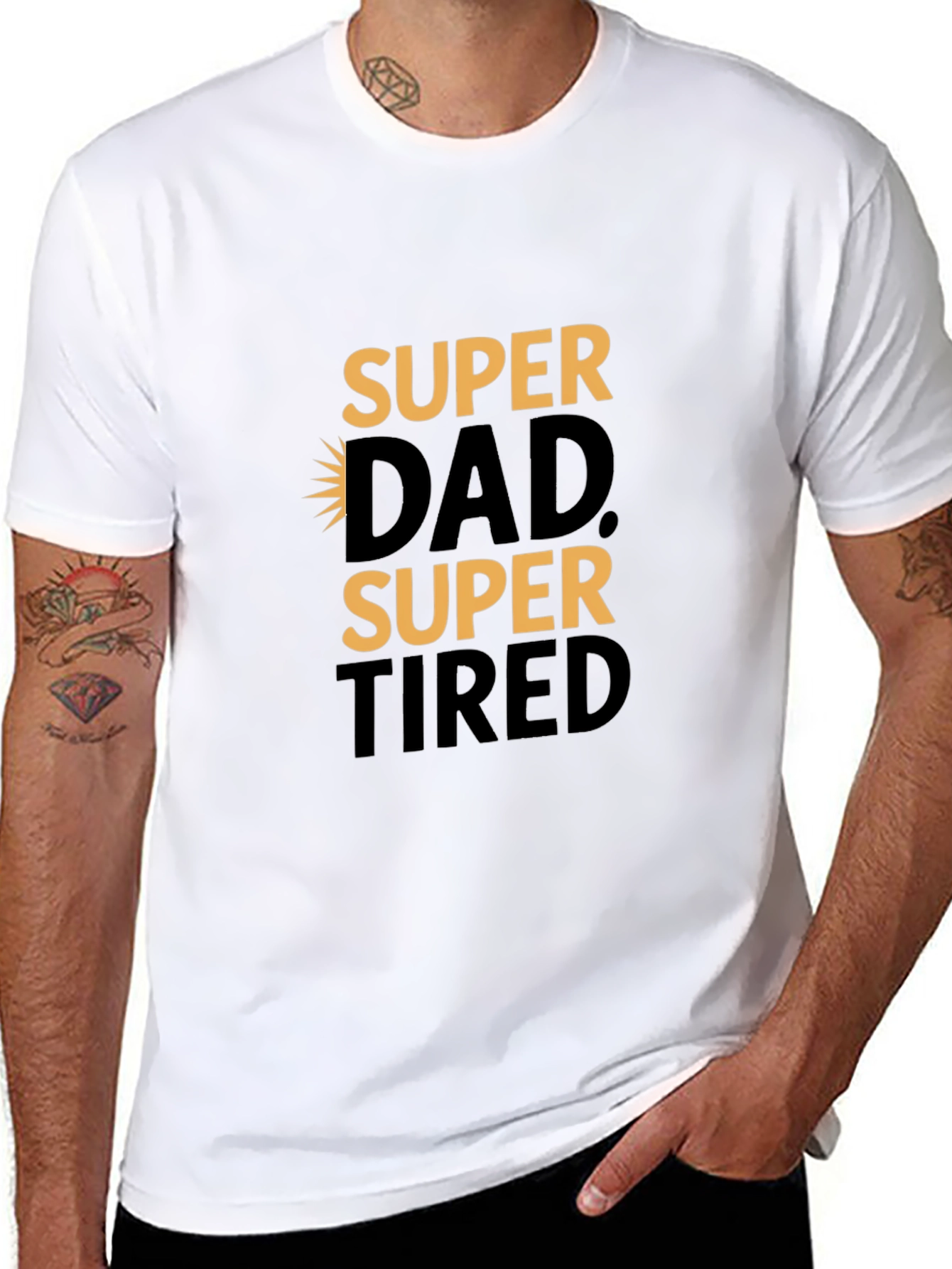 Super Dad Super Tired Black Graphic Tee