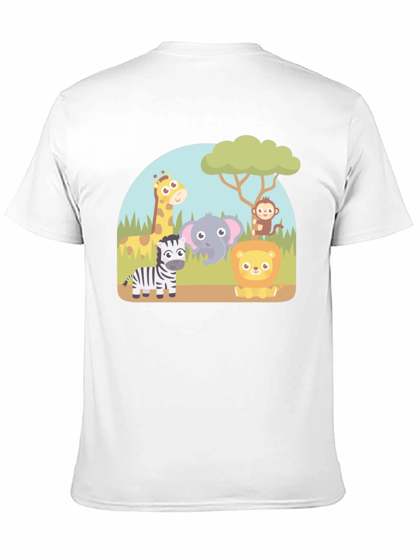 Cartoon Safari Animal Graphic T-Shirt