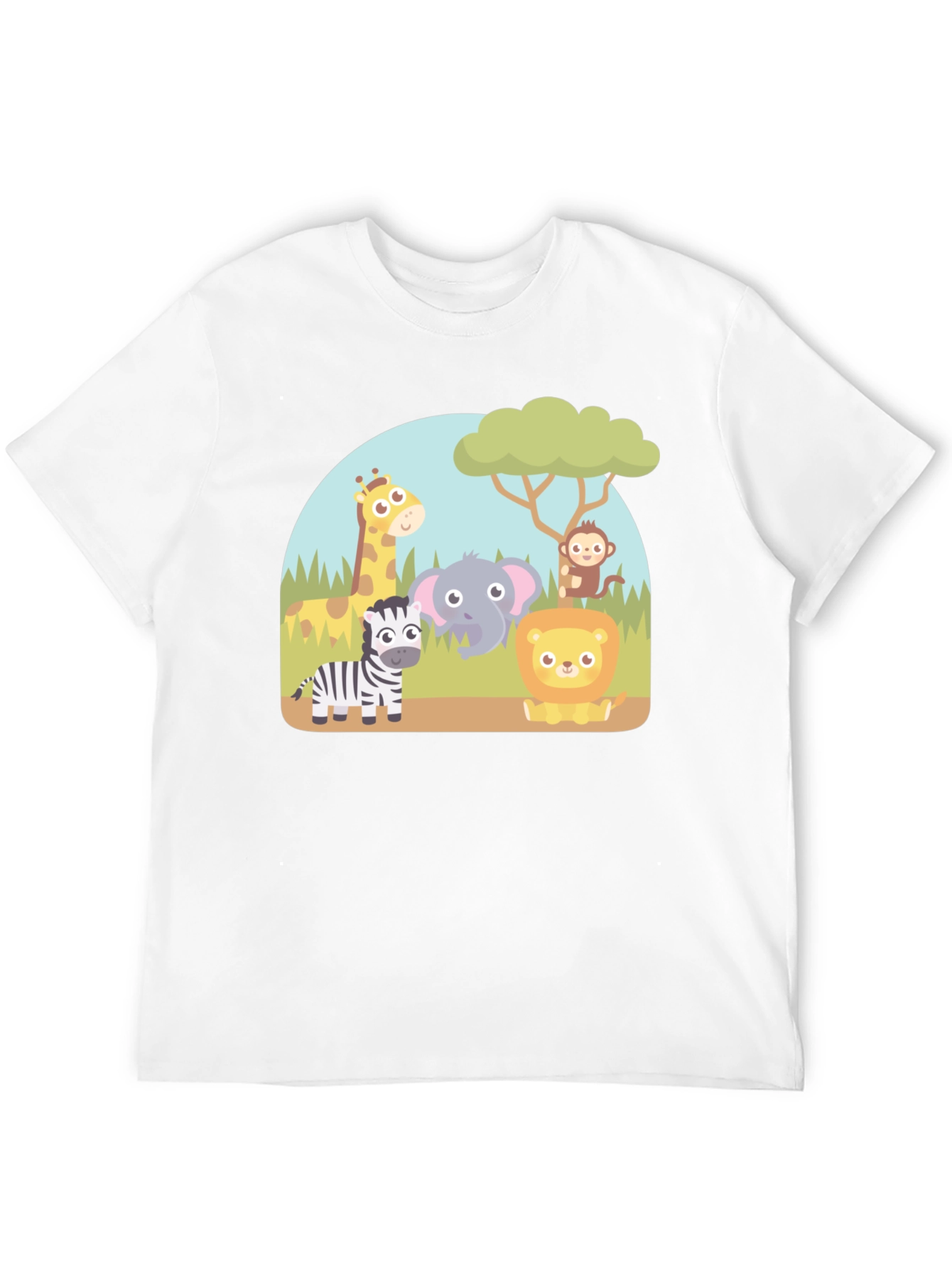Cartoon Safari Animal Graphic T-Shirt