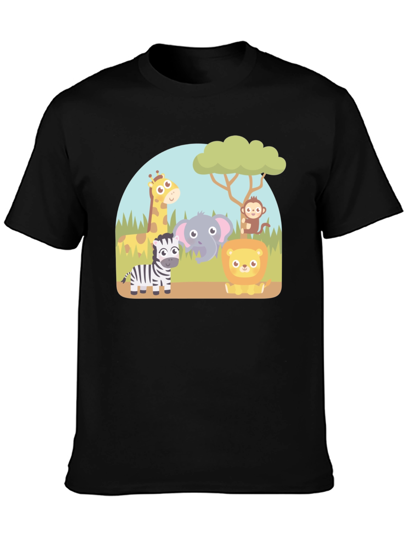 Cartoon Safari Animal Graphic T-Shirt