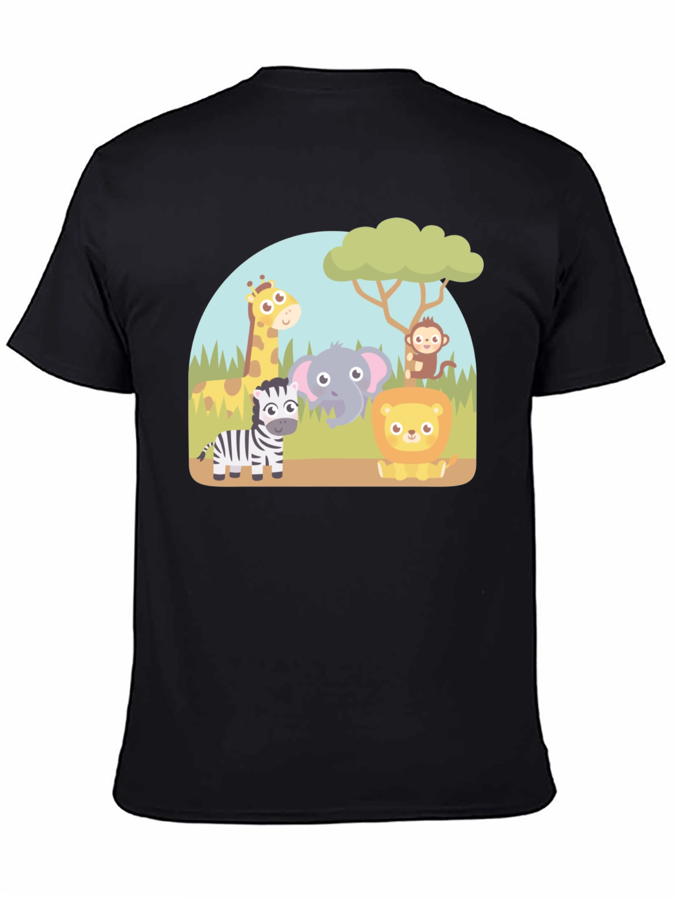 Cartoon Safari Animal Graphic T-Shirt