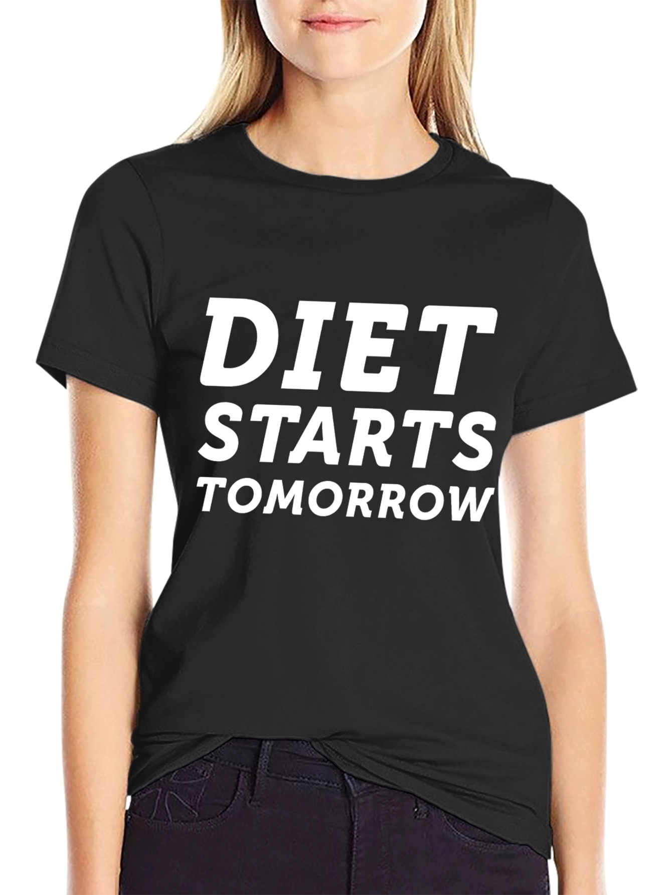 Diet Starts Tomorrow Graphic Tee - Black