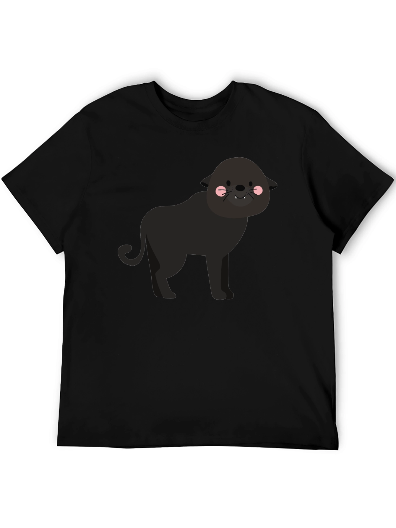 Cute Cartoon Panther Graphic Tee - Black T-Shirt