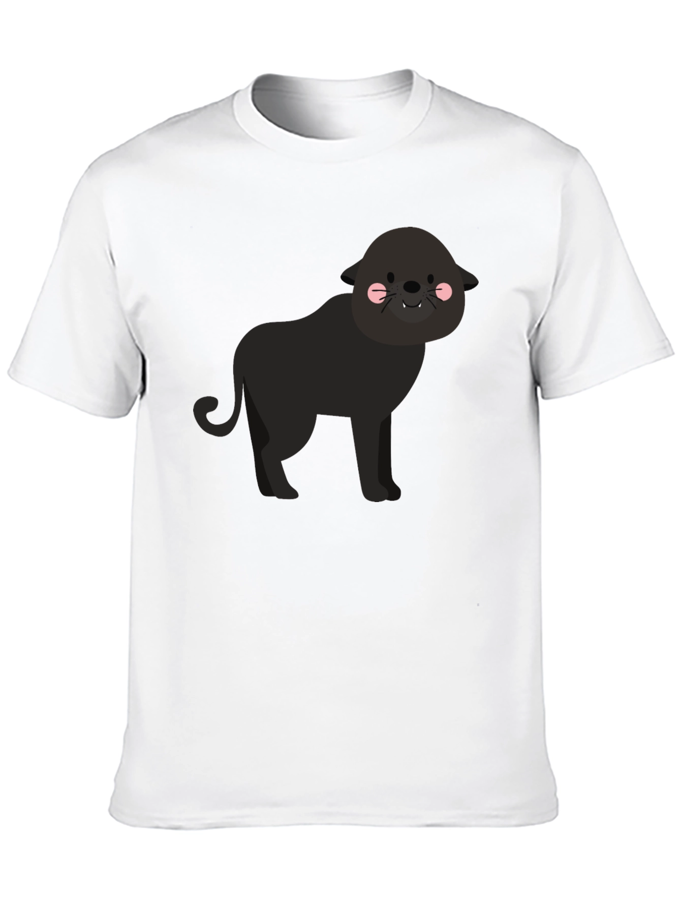 Cute Cartoon Panther Graphic Tee - Black T-Shirt