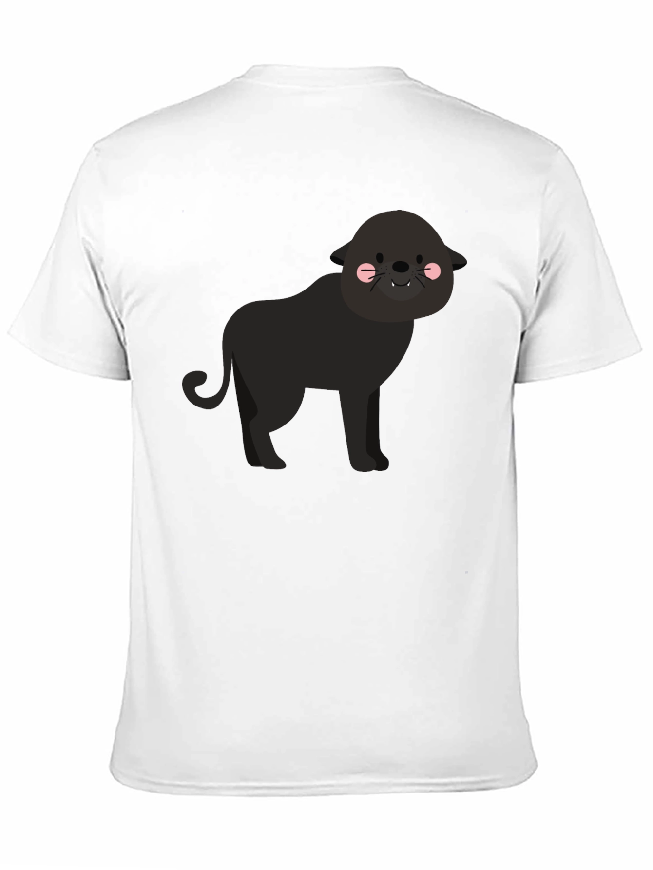 Cute Cartoon Panther Graphic Tee - Black T-Shirt