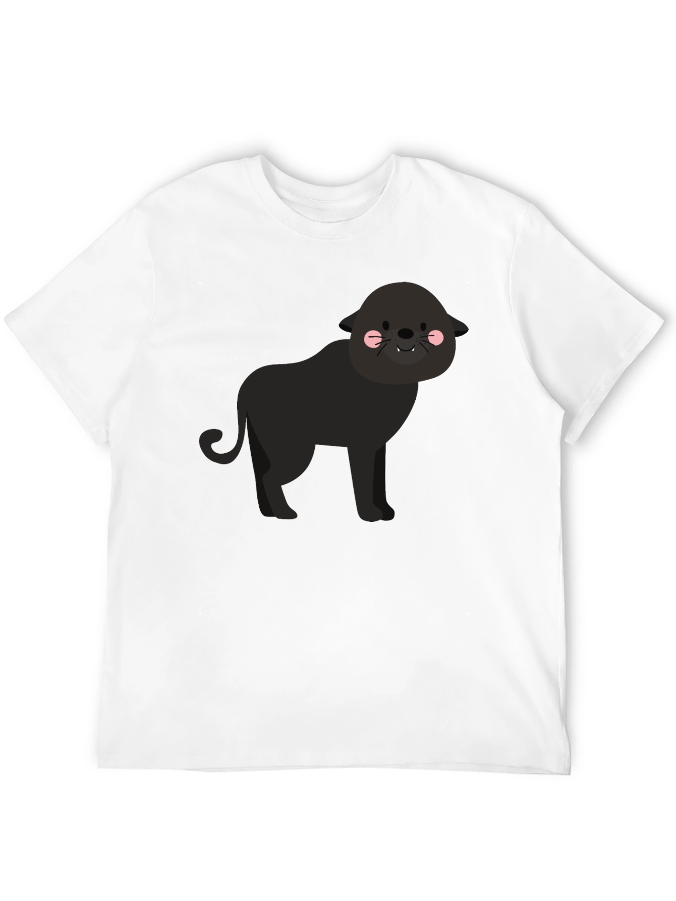 Cute Cartoon Panther Graphic Tee - Black T-Shirt