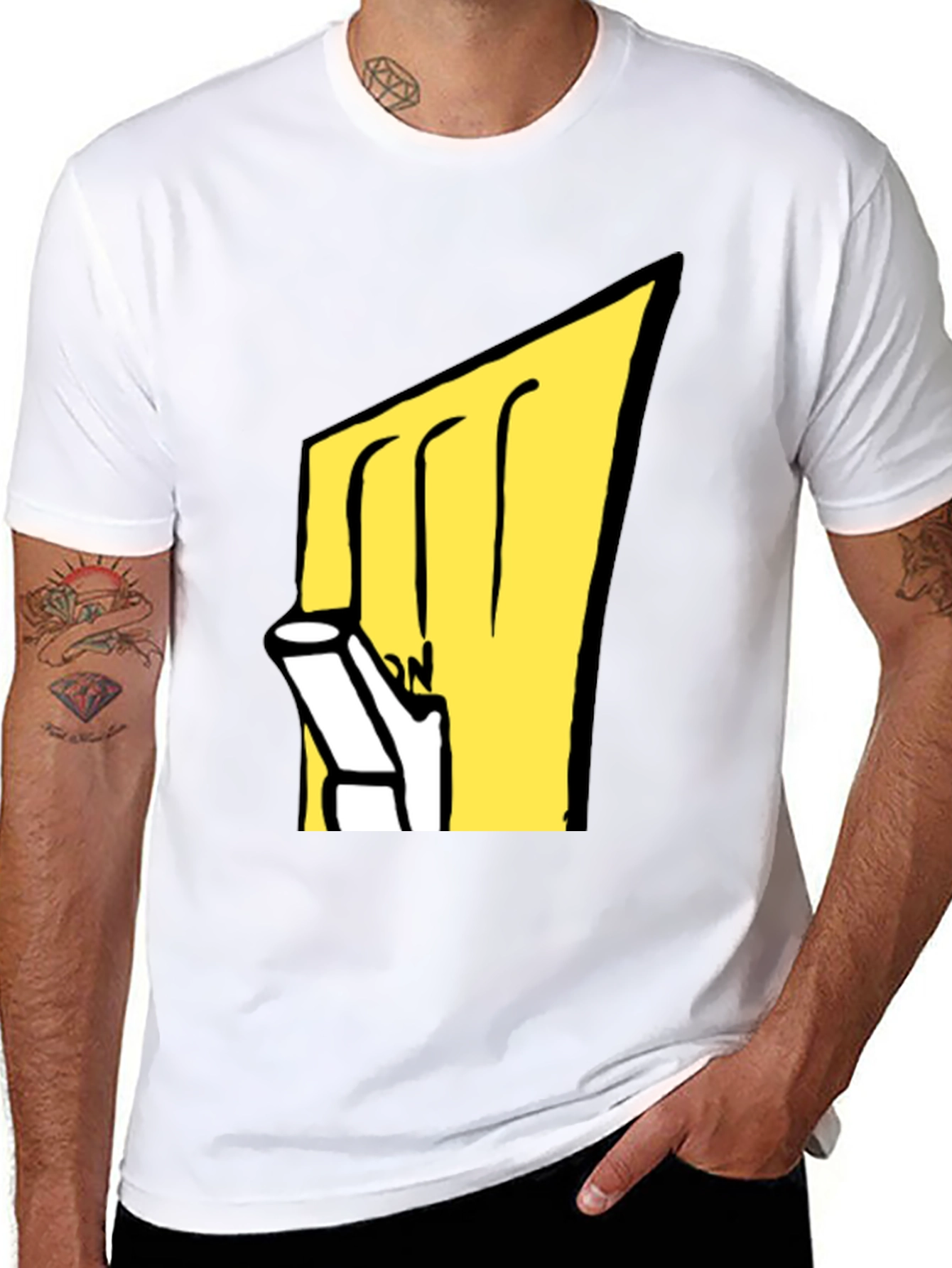 Cartoon Graphic Tee - Black Cotton Blend