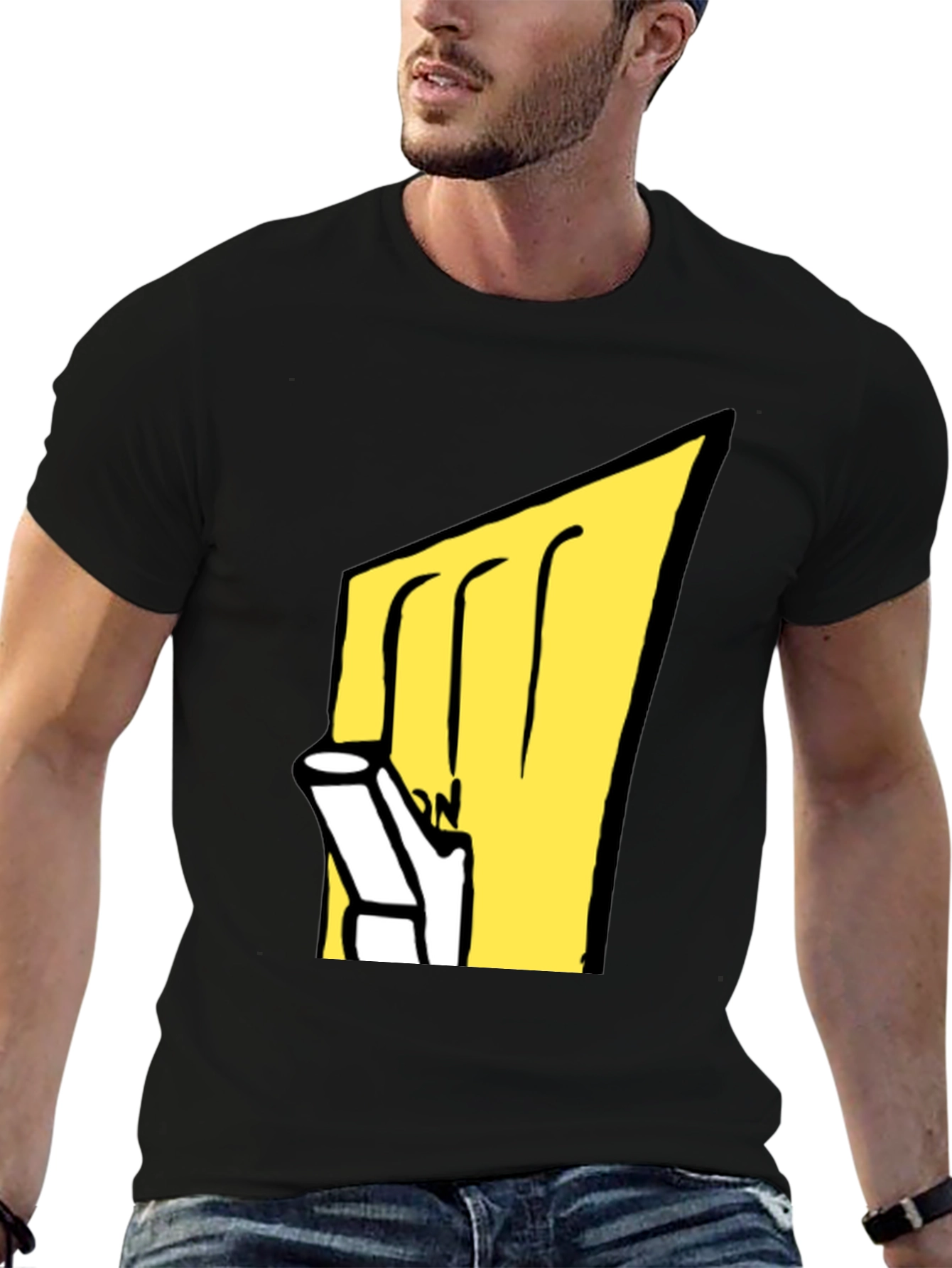 Cartoon Graphic Tee - Black Cotton Blend