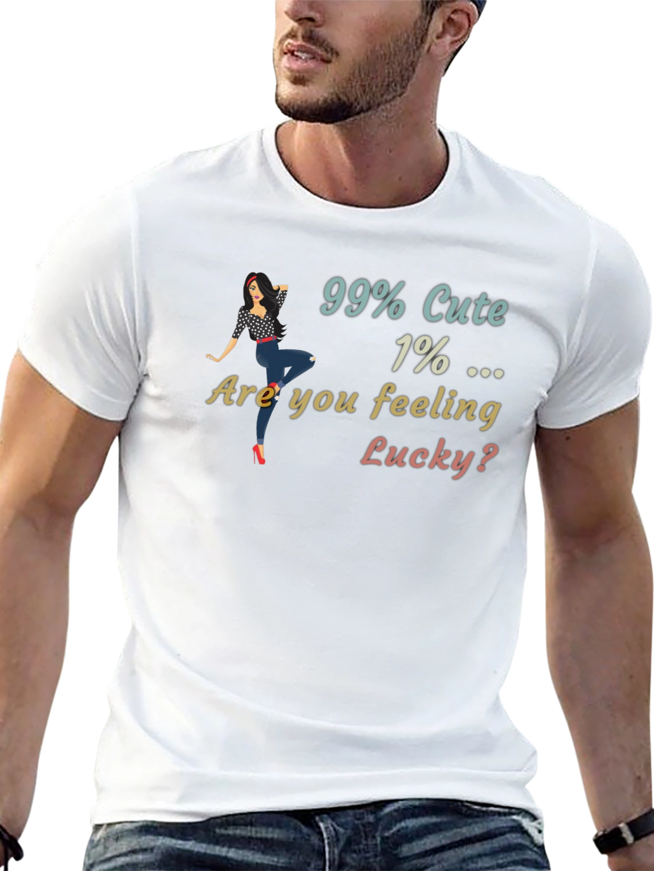 99% Cute T-Shirt Lucky Graphic Print
